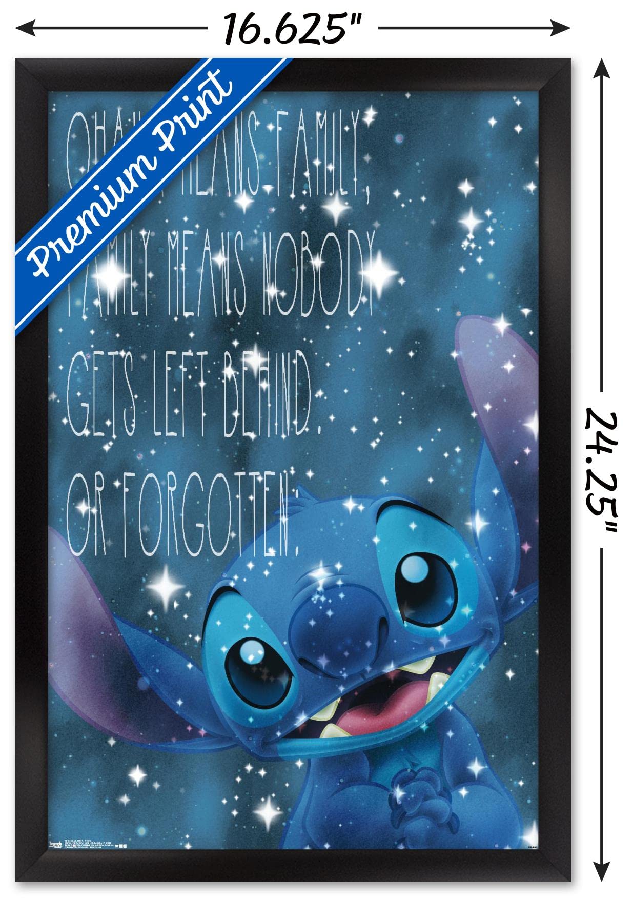 Trends International Disney Lilo And Stitch - Ohana Wall Poster, 14.725'' X 22.375'', Black Framed Version