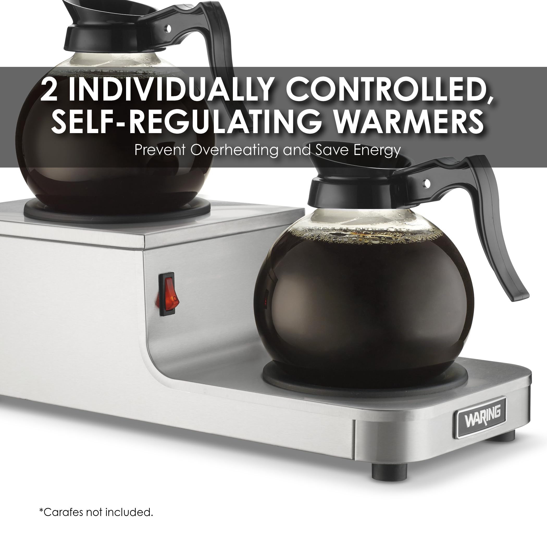 Waring Commercial Wcw20R Caf   Deco Double Coffee Carafe Warmer, Step Up Style, 120V, 5-15 Phase Plug