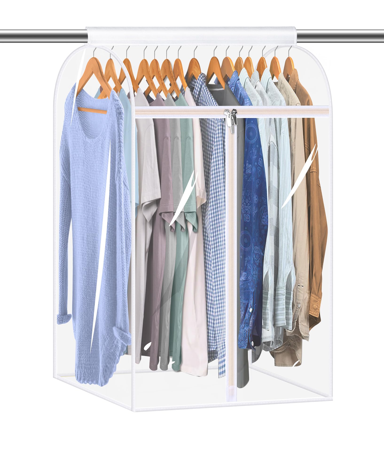 Keetdy 35'' Hanging Garment Bags For Closet Storage Large Clear Garment Bags For Hanging Clothes Garment Rack Cover Coat Protect