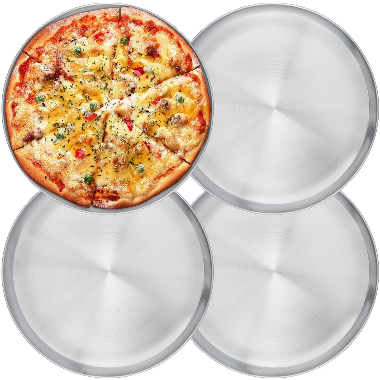PUREZON Pizza Pan, 4 Pack, 13.5 Inch, Round