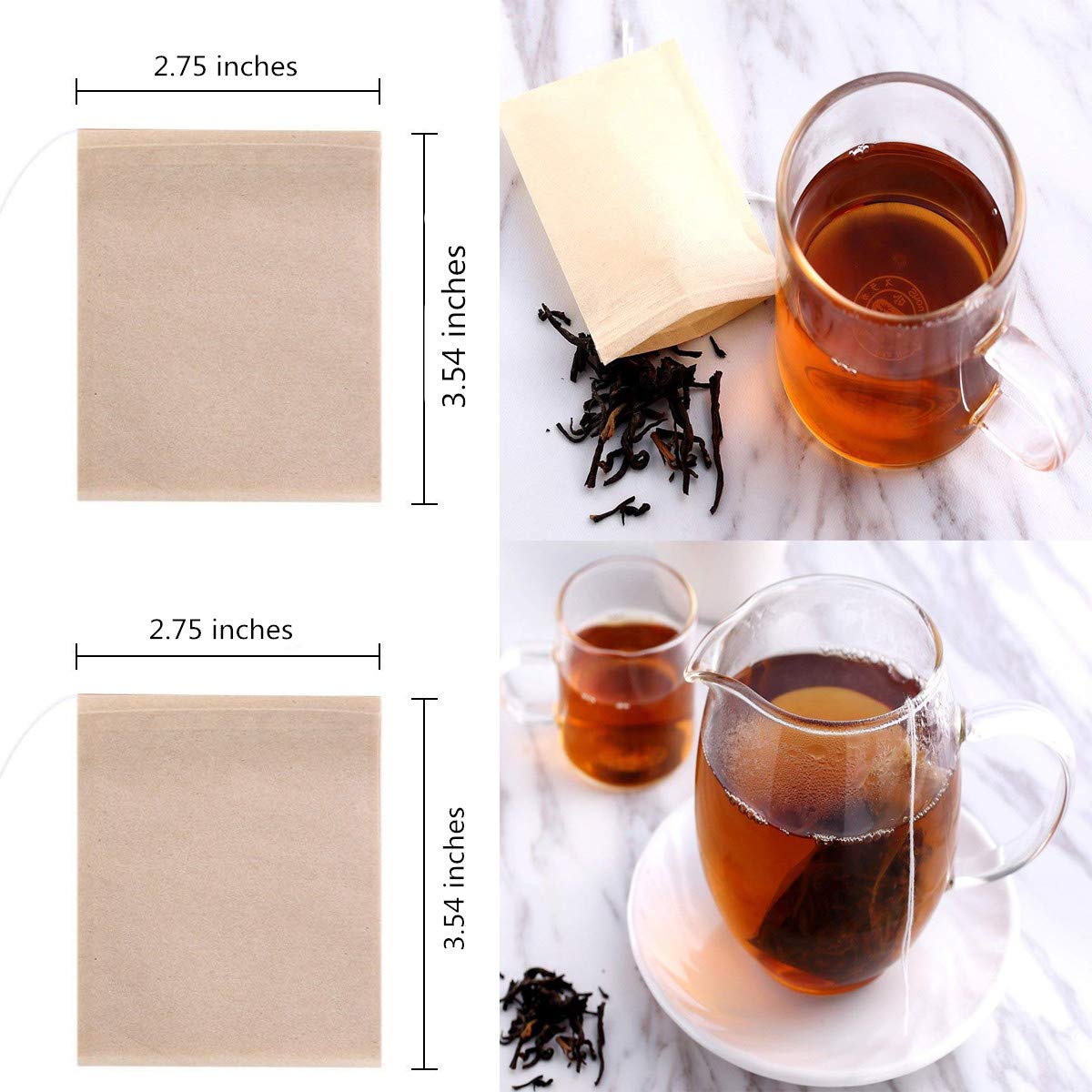 400 Pack Disposable Drawstring Tea Filter Bags Safe & Natural Unbleached Paper Tea Infuser Drawstring Empty Bag For Loose Leaf T