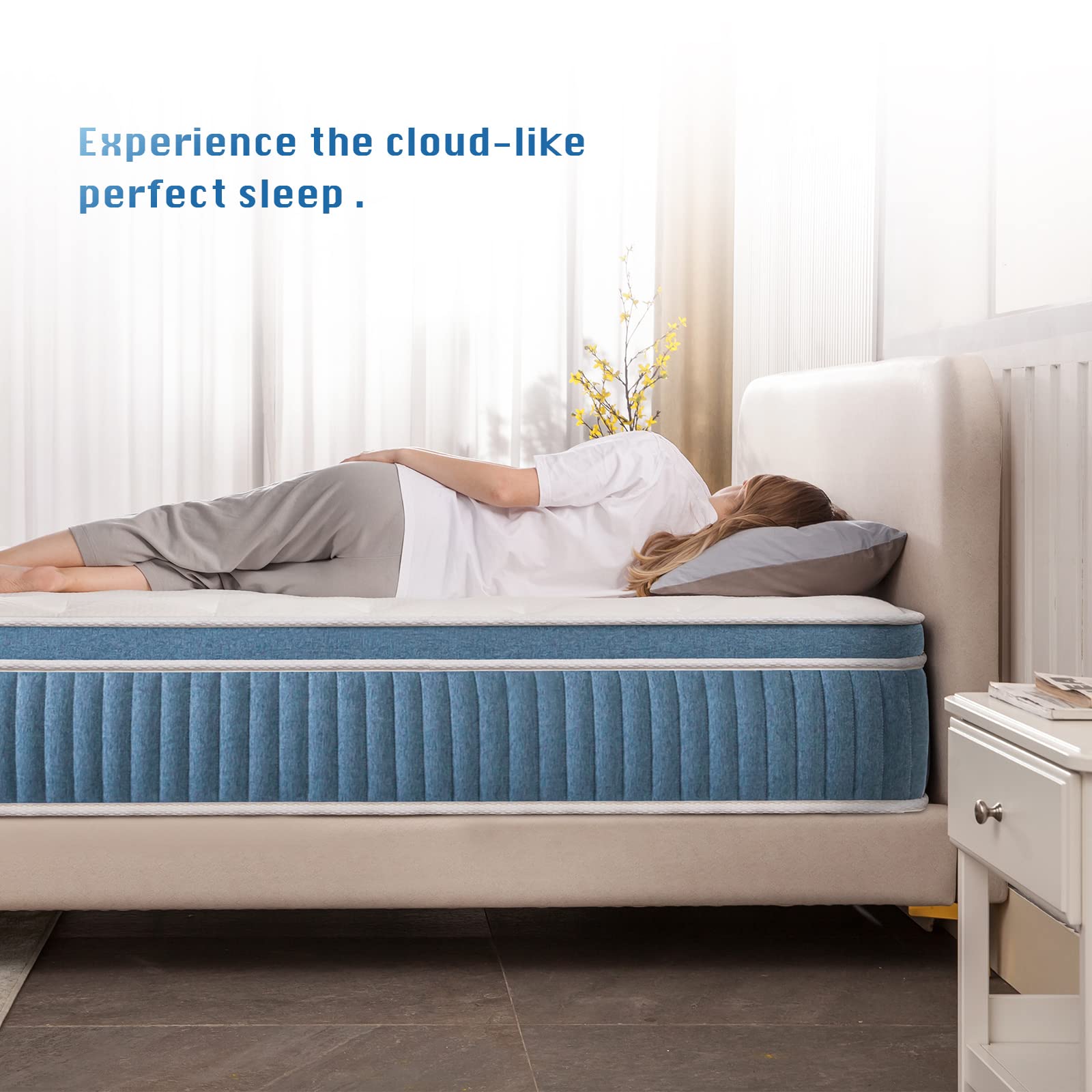 Rimensy Full Mattress, 12 Inch Hybrid Mattress In A Box, Gel Memory Foam Mattress, Individually Wrapped Pocket Coils Innerspring