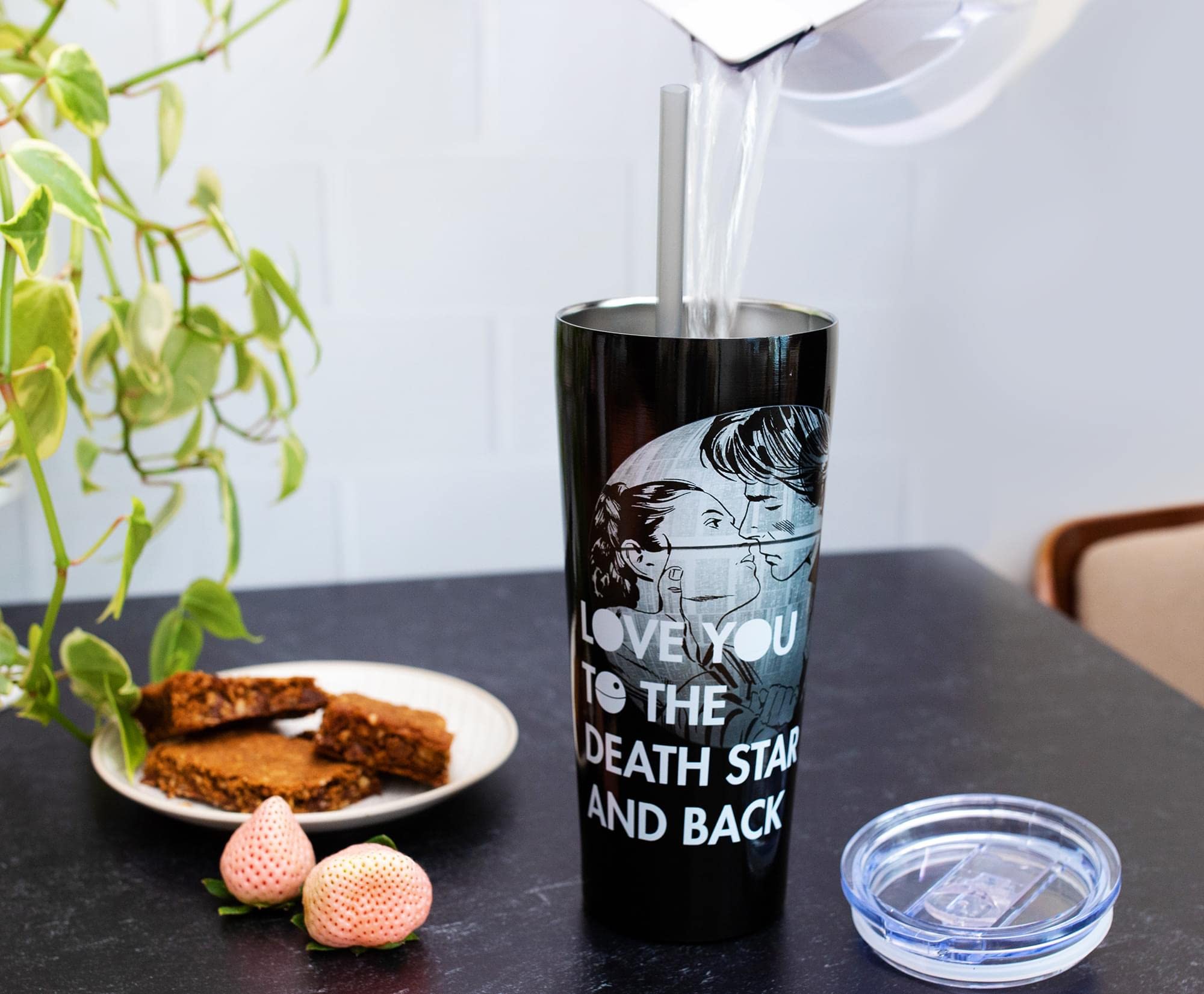 Silver Buffalo Star Wars Love You To The Death Star And Back Double Walled Stainless Steel Tumbler W Straw, 22-Ounces