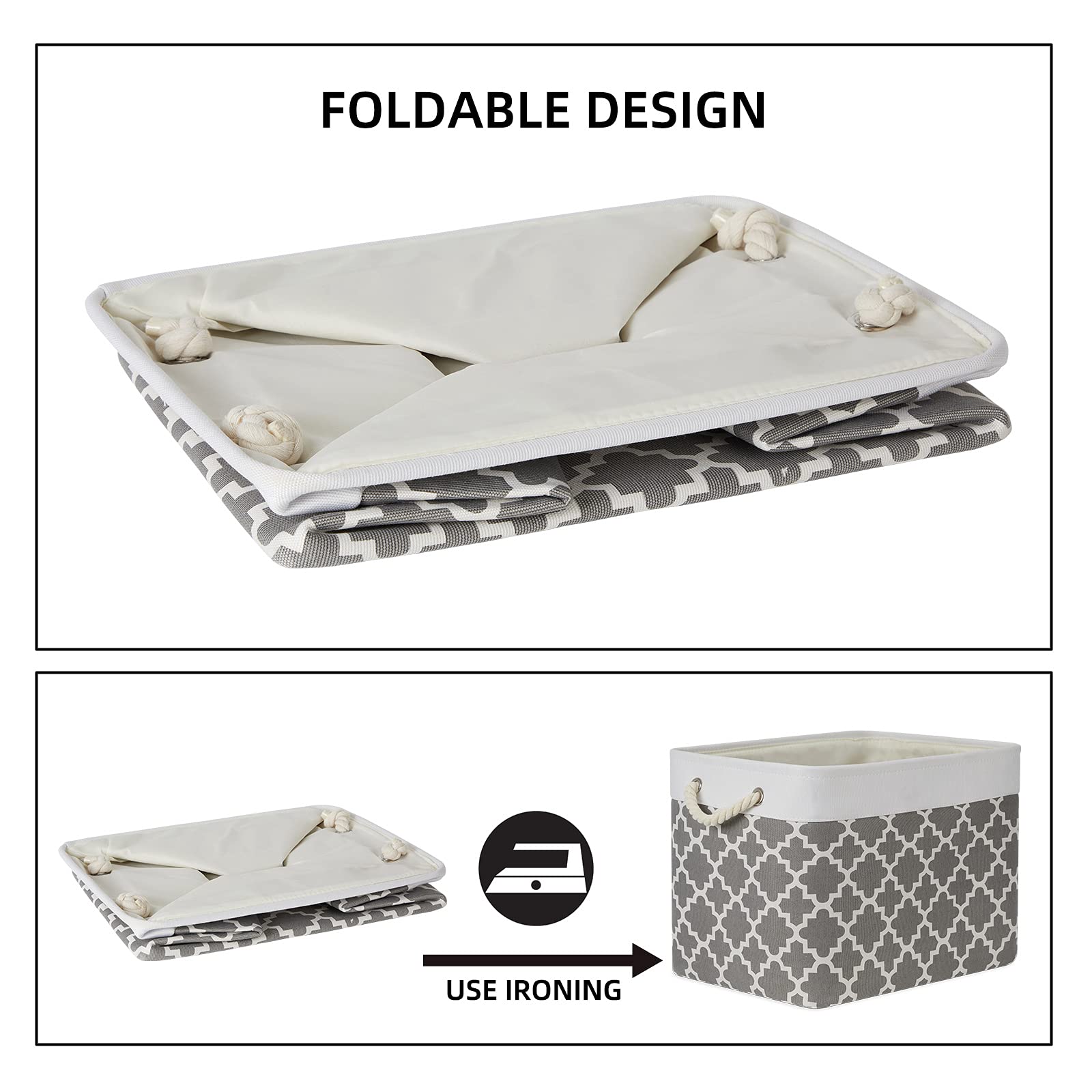 Bidtakay Large Fabric Storage Basket Set Of 2 Collapsible Rectangle Basket For Shelves 16'' X 11.8'' X 11.8'' Decorative Organiz