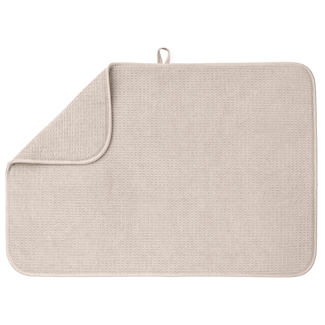 Bellemain XXL Dish Mat Microfiber Dish Drying Mat, Super absorbent (Light Grey, 17 x 24)