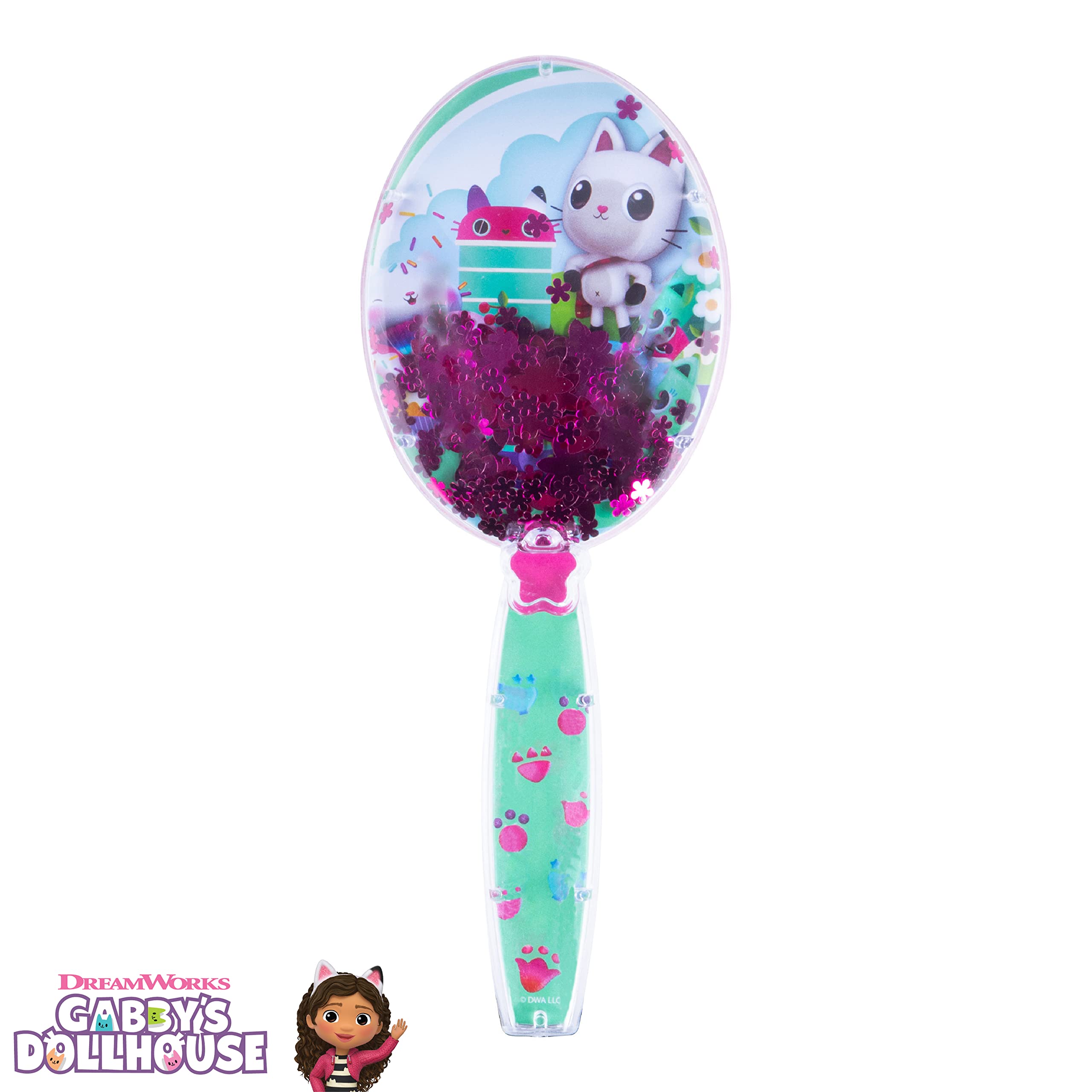 Gabbys Dollhouse Hair Brush With Magical Sparkling Stars Confetti Hair Brush - Kids Hair Brush Ages 3