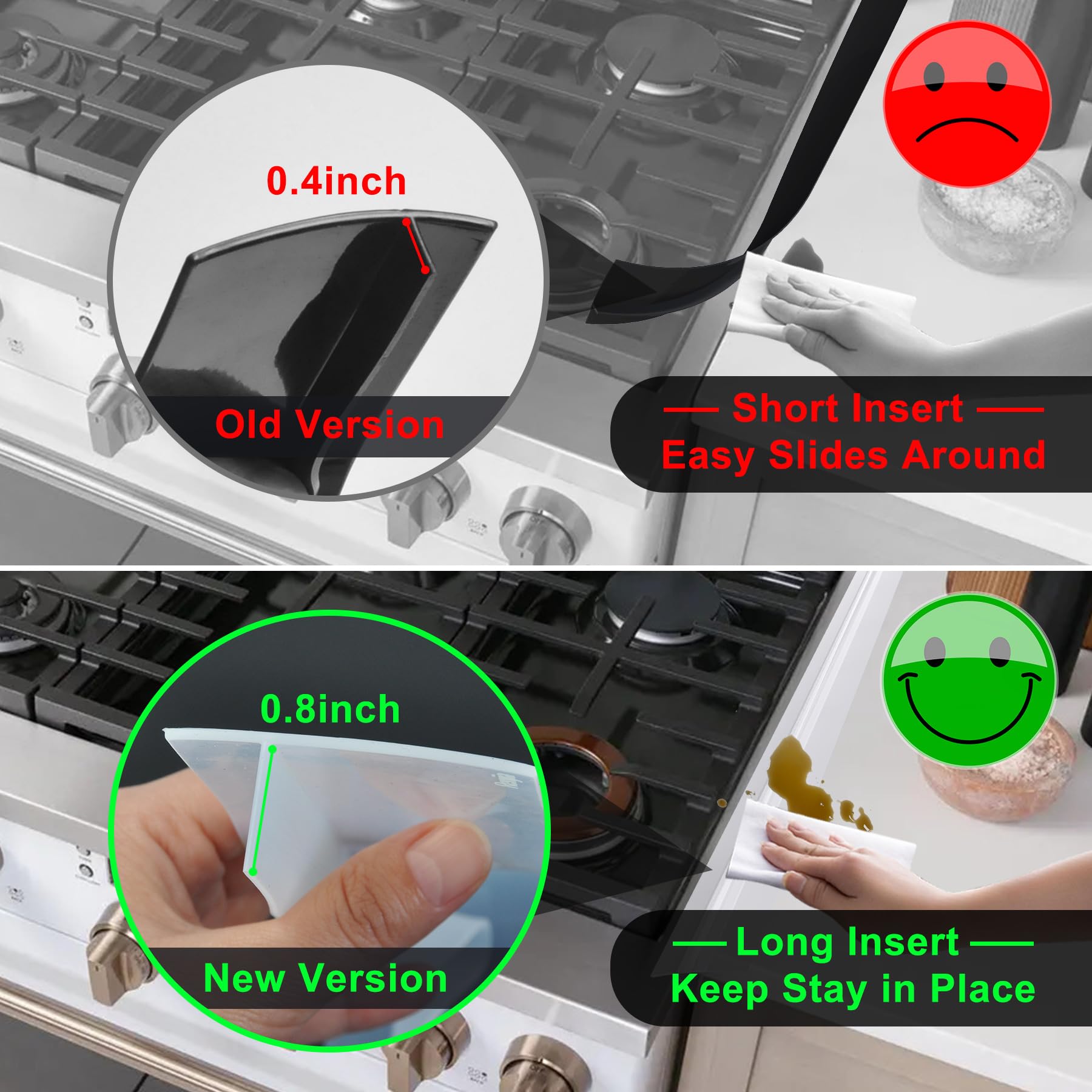 Silicone Stove Counter Gap Cover Kitchen Counter Gap Filler Transparent 25'' Long Gap Filler Sealing Spills Between Kitchen Appl