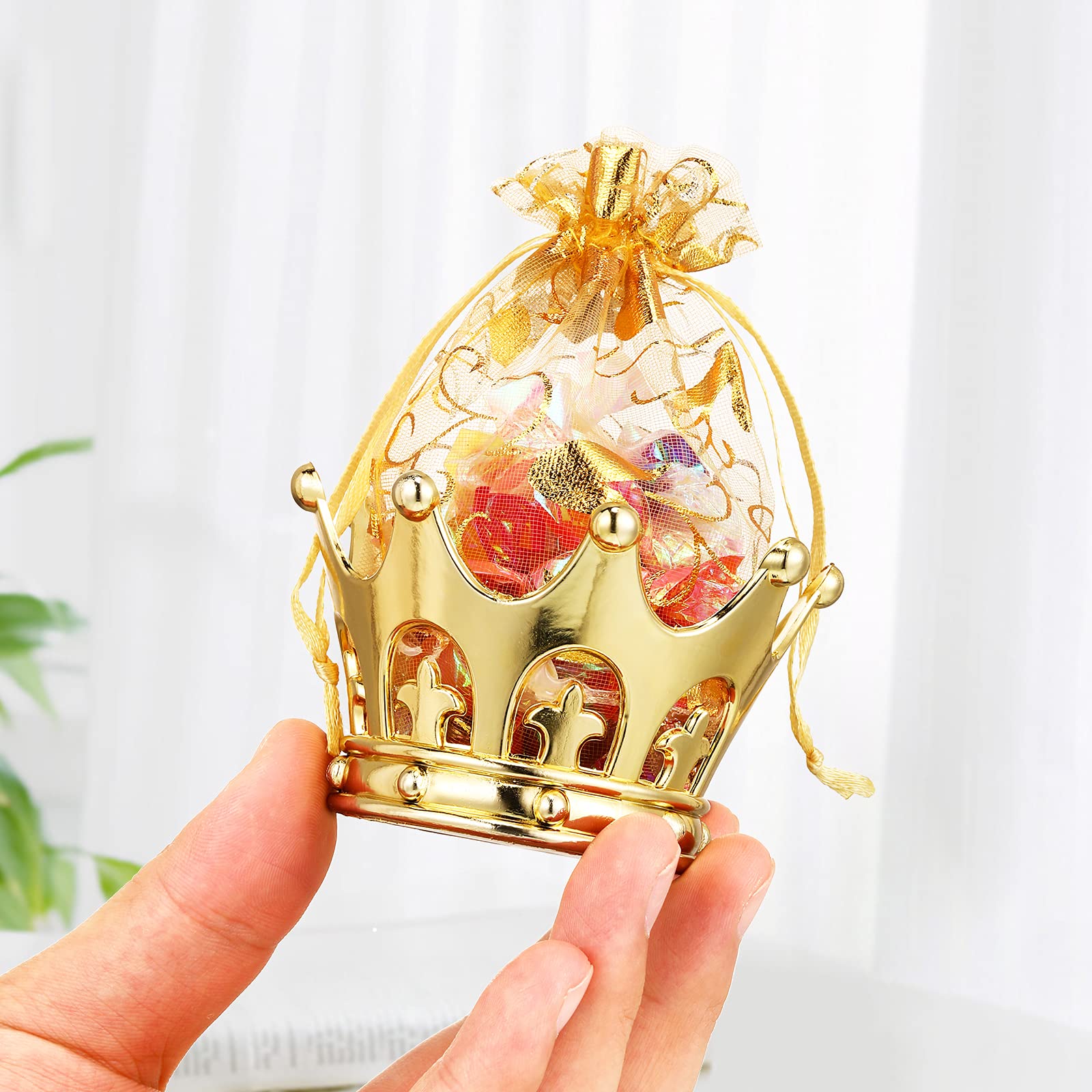 Gold Fillable Crown Goblet With Pouch For Candy Chocolate Cake Dessert Storage Decoration For Prince Princess Baby Shower Birthd