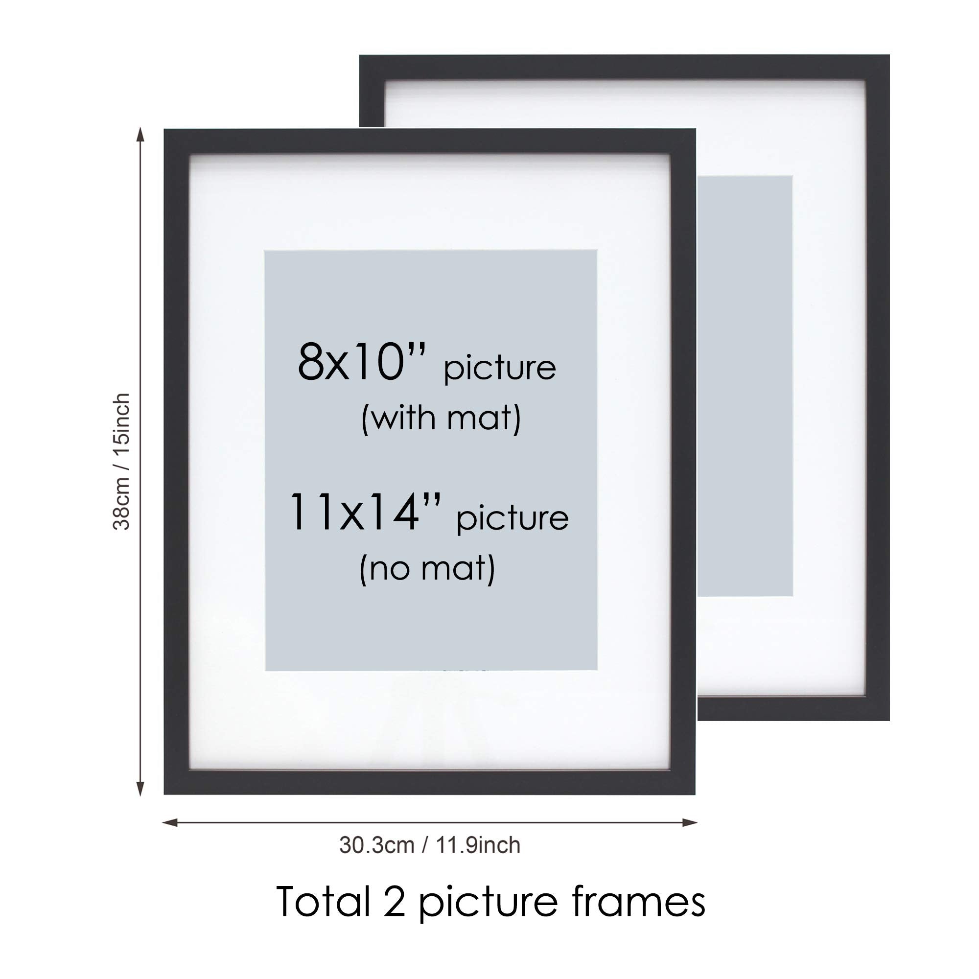 Mimosa Moments Gallery Picture Frame Wall With Art Prints And Paper Matt, Good For Two 8X10 Photos (Black, Set Of 2-8X10'')