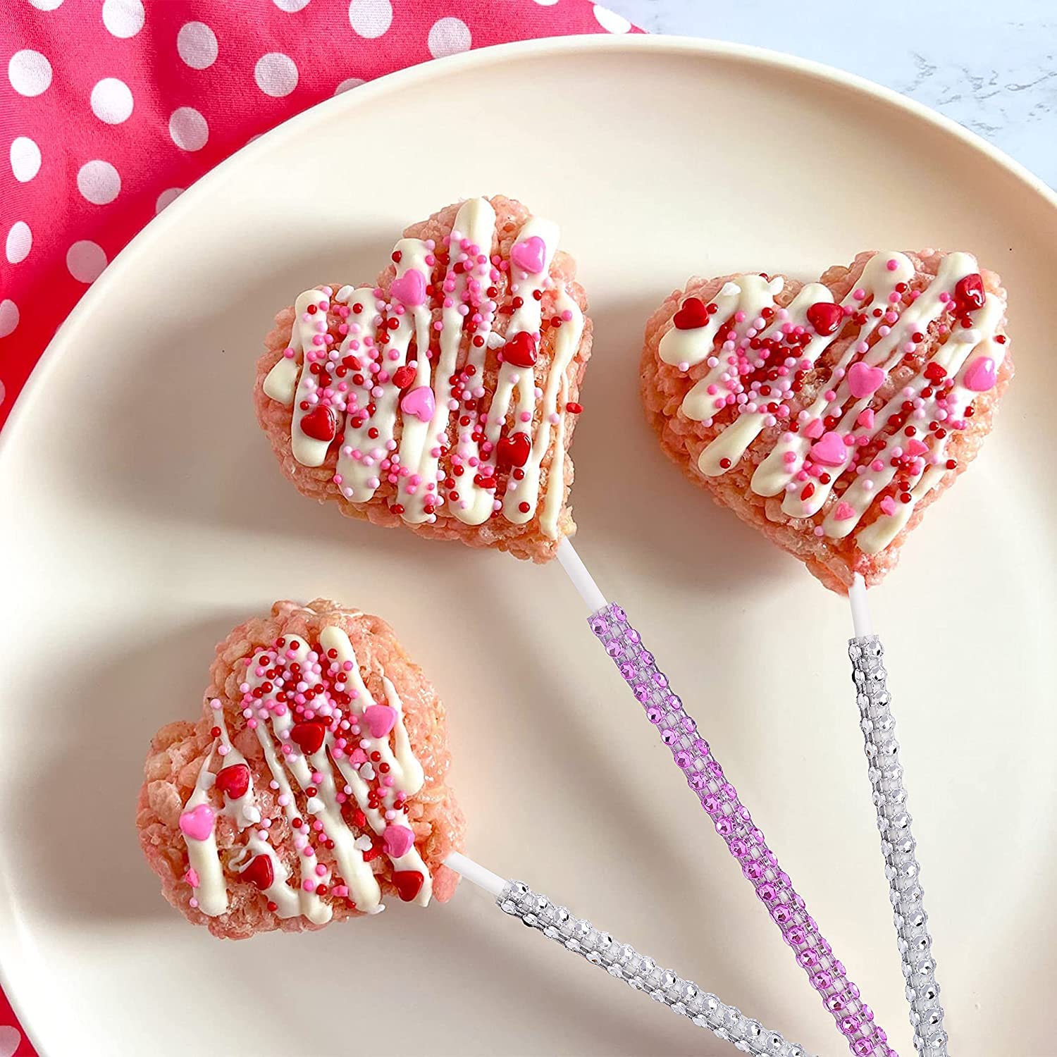25 Pcs Bling Cake Pop Paper Sticks, Glitter Rhinestone Lollipop Treat Sucker Sticks, Diamond Wrap Candy Holder For Chocolate Fru