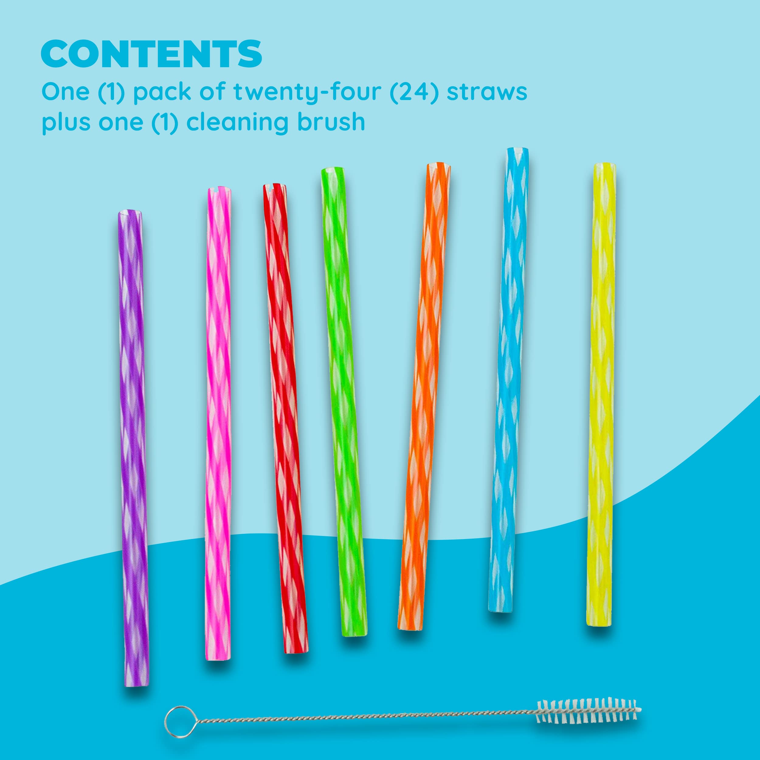 Jacent Plastic Reusable Kids Straws Plus Cleaning Brush, 6 Inch: 24 Straws