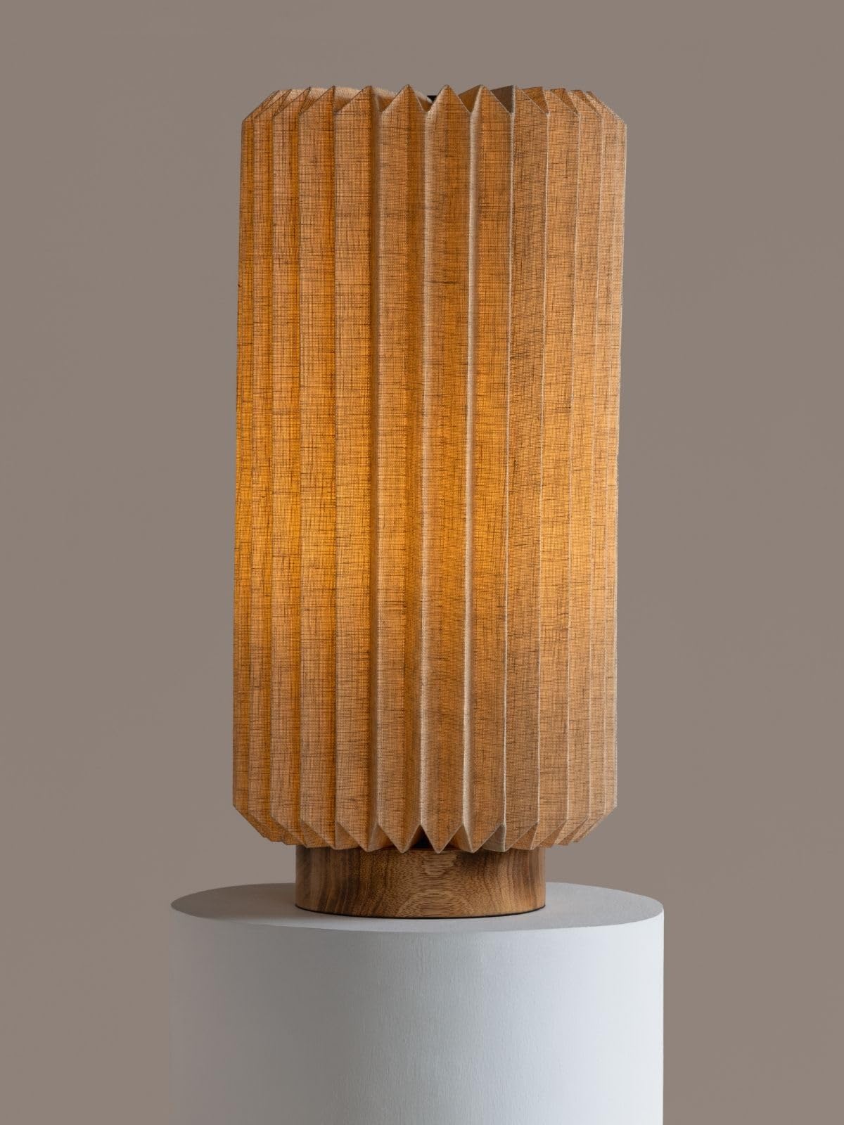 Fig Living Serenity Table Lamp | 55 Cm Tall European Linen Lampshade With Mango Wood Base | Patented Design | Ideal Lamp For Liv