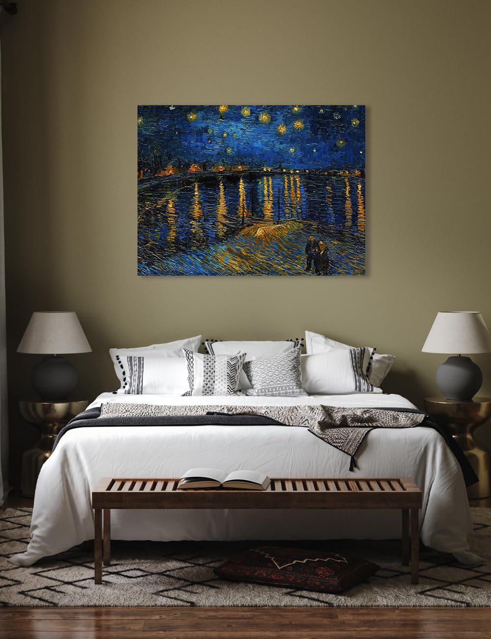 Decorarts - Starry Night Over The Rhone By Vincent Van Gogh Art Classic Art. Oversize Giclee Prints Canvas Wall Art For Wall Dec