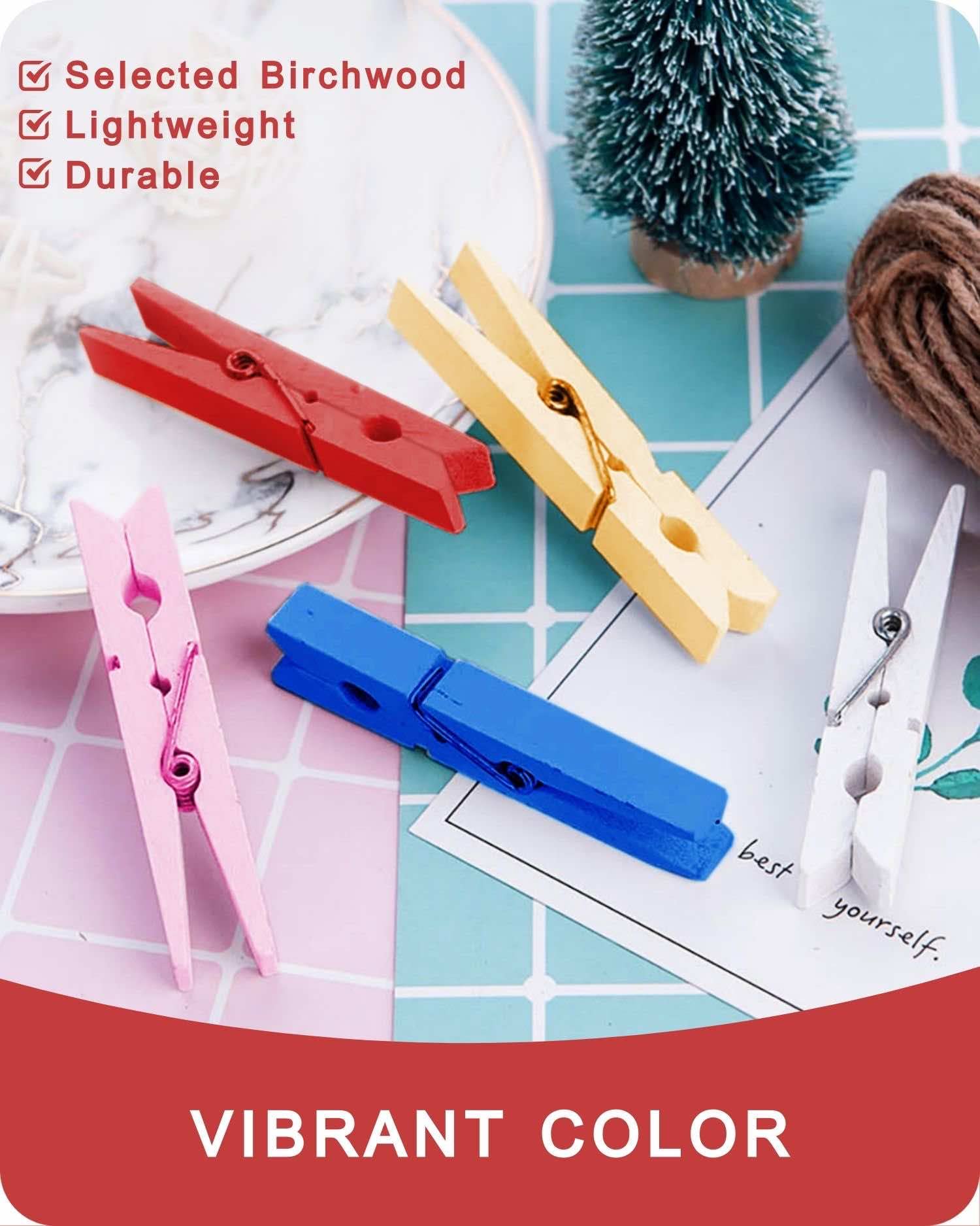 Clothes Pins, Red Colored Wooden Clothespins For Arts And Crafts, Wreath, Strong Grip Close Pins Birchwood Clips Clothespin Clot