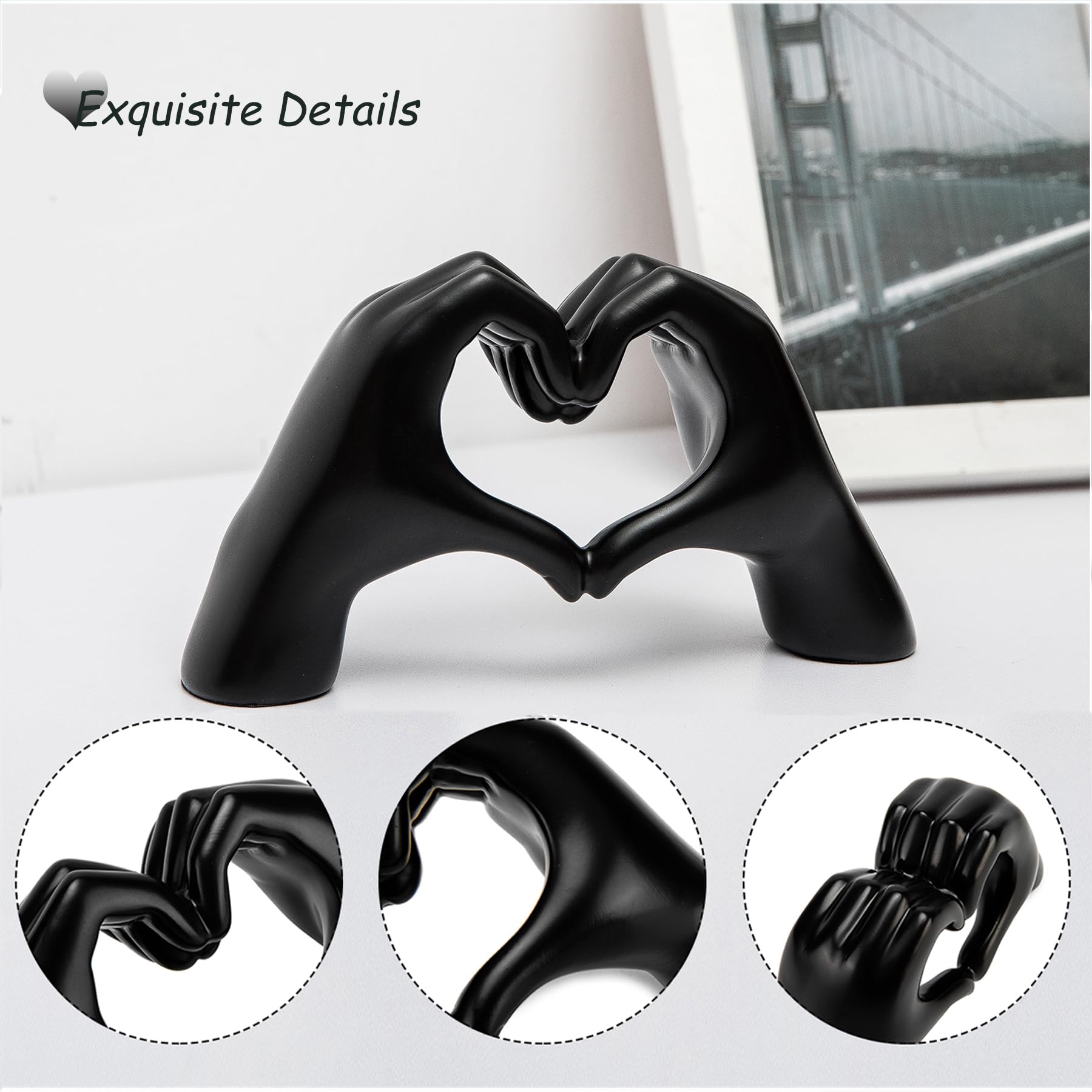 FANTESTICRYAN Small Heart Hands Statues Hand Love Sculpture Cute Decorative Home Decor Ornaments for Living Room, Wedding, Offic