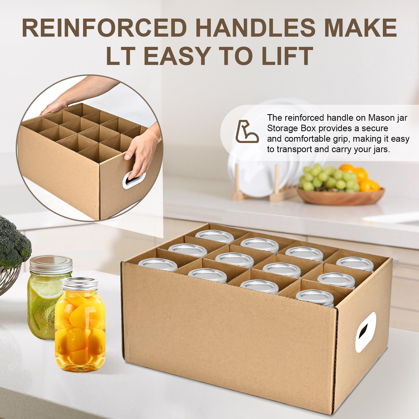 Ppxhfv 3 Pcs Canning Jar Storage Boxes,Fits 32 Oz Jars Regular Or Wide Mouth Canning Jar Storage,12 Cells Mason Jar Storage Boxe
