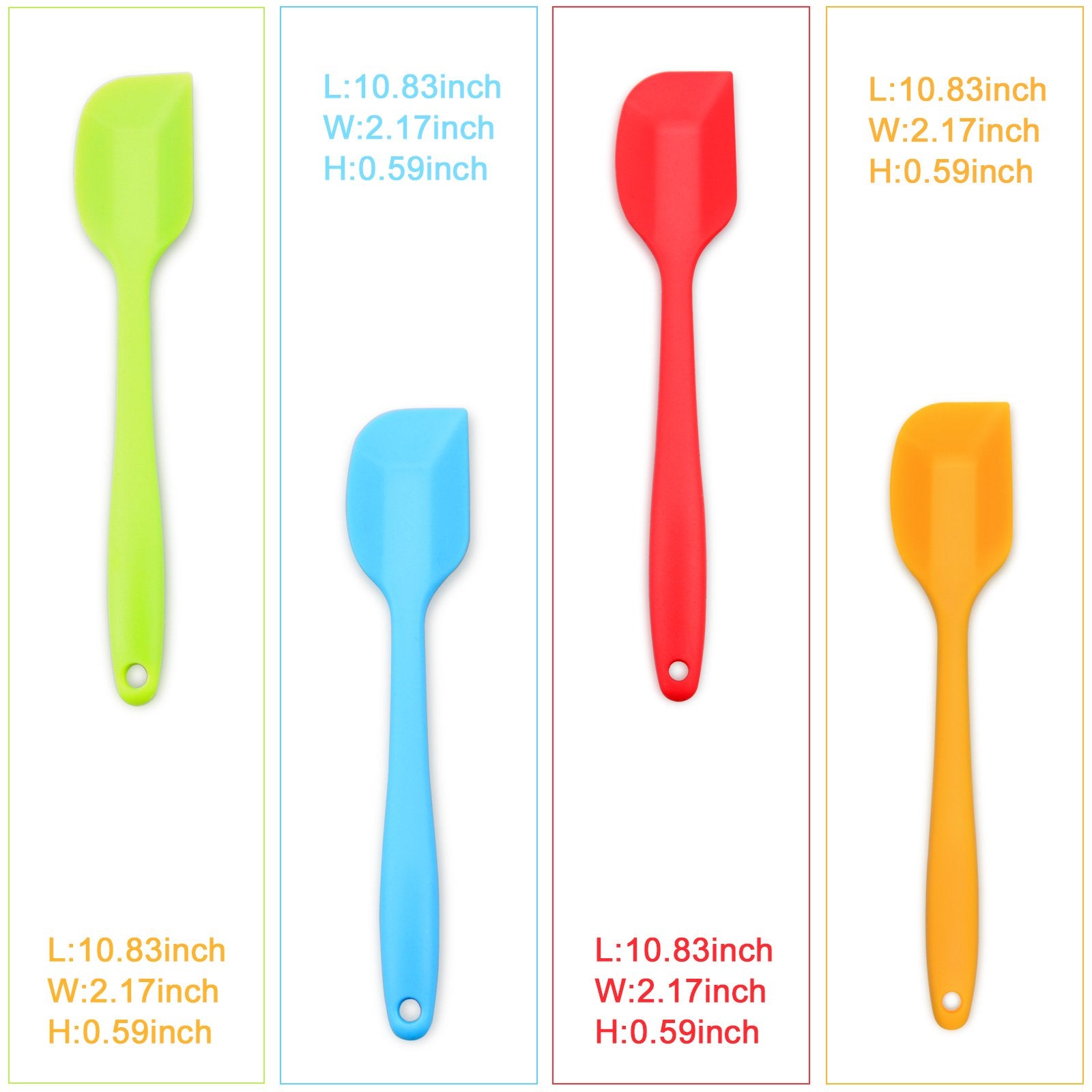 Silicone Spatula 4-Piece Set, Heat-Resistant Non-Stick Rubber Spatulas With Stainless Steel Core, Grey