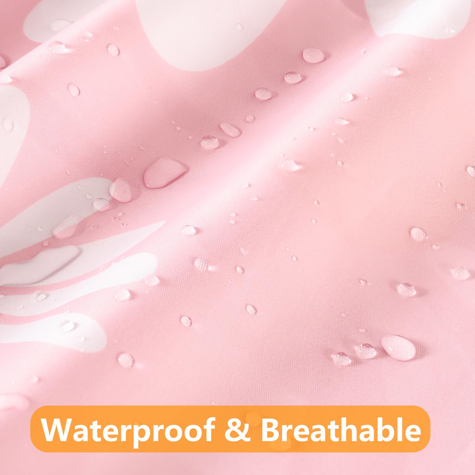 Qjhomo Pink Floral Shower Curtain Set Cute Daisy Girly Bathroom Curtain, Washable Waterproof Fabric Shower Curtains With 12 Hook