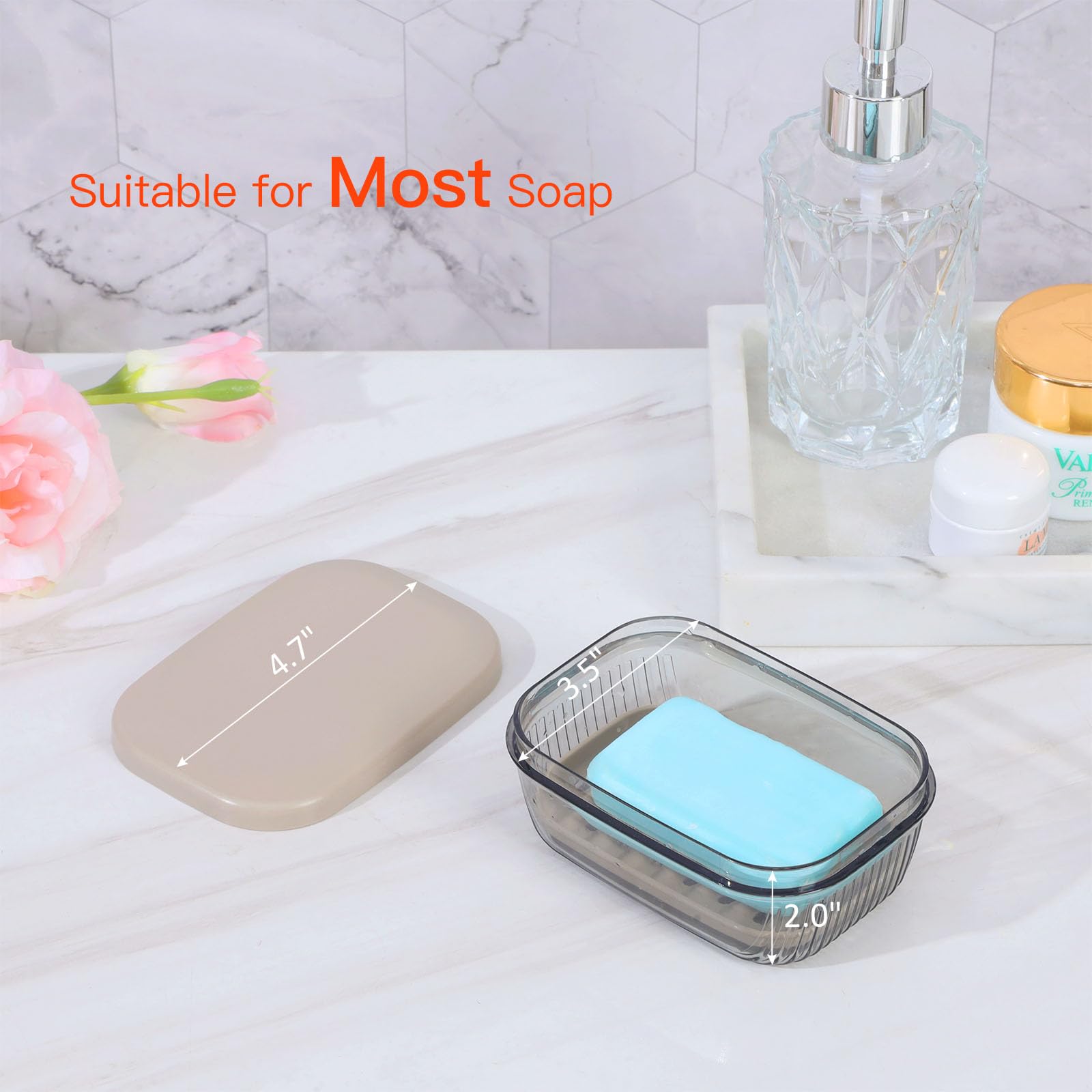 Quatish Soap Holder, Leakproof Travel Soap Case, Bar Soap Holder For Shower, Soap Dish With Lid For Gym, Camping Essentials, Tra