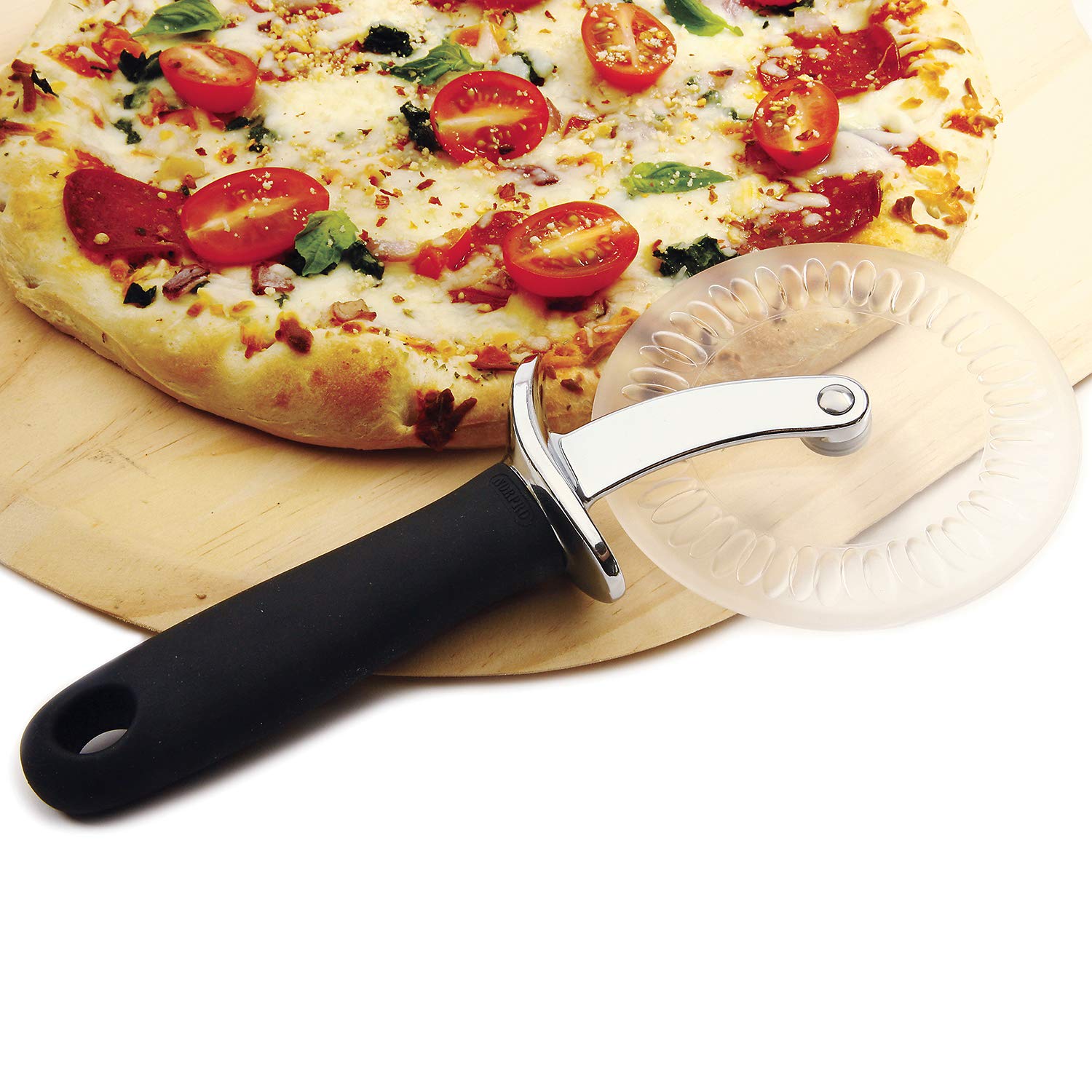 Norpro Grip-Ez Pizza Wheel W/Scallops, 9.75'' X 4.25'' X 1.25'', Black