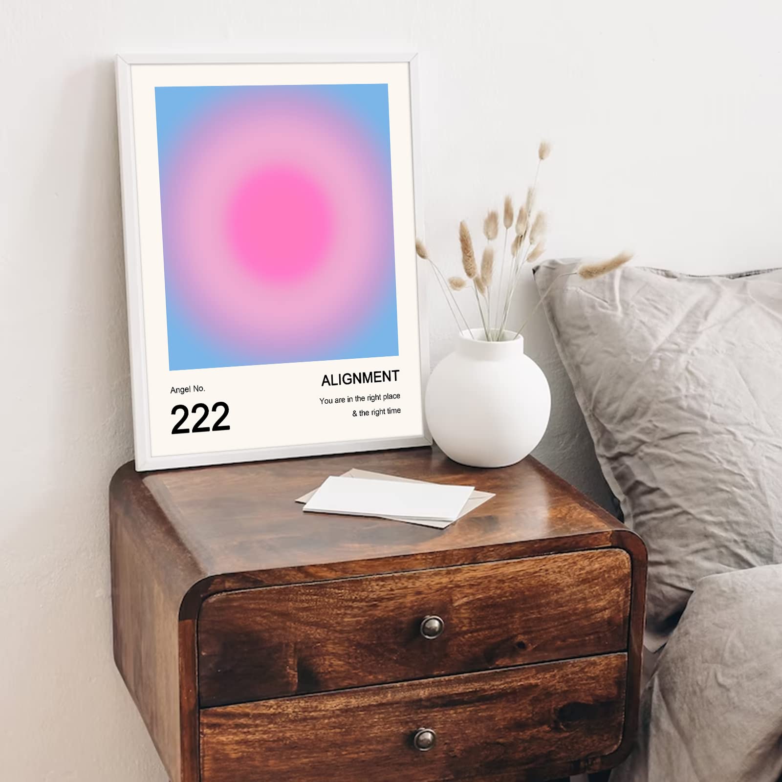 Aura Angel Numbers Poster, Colorful Gradient Posters For Room Aesthetic, Minimalist Inspirational Quotes Canvas Wall Art Paintin