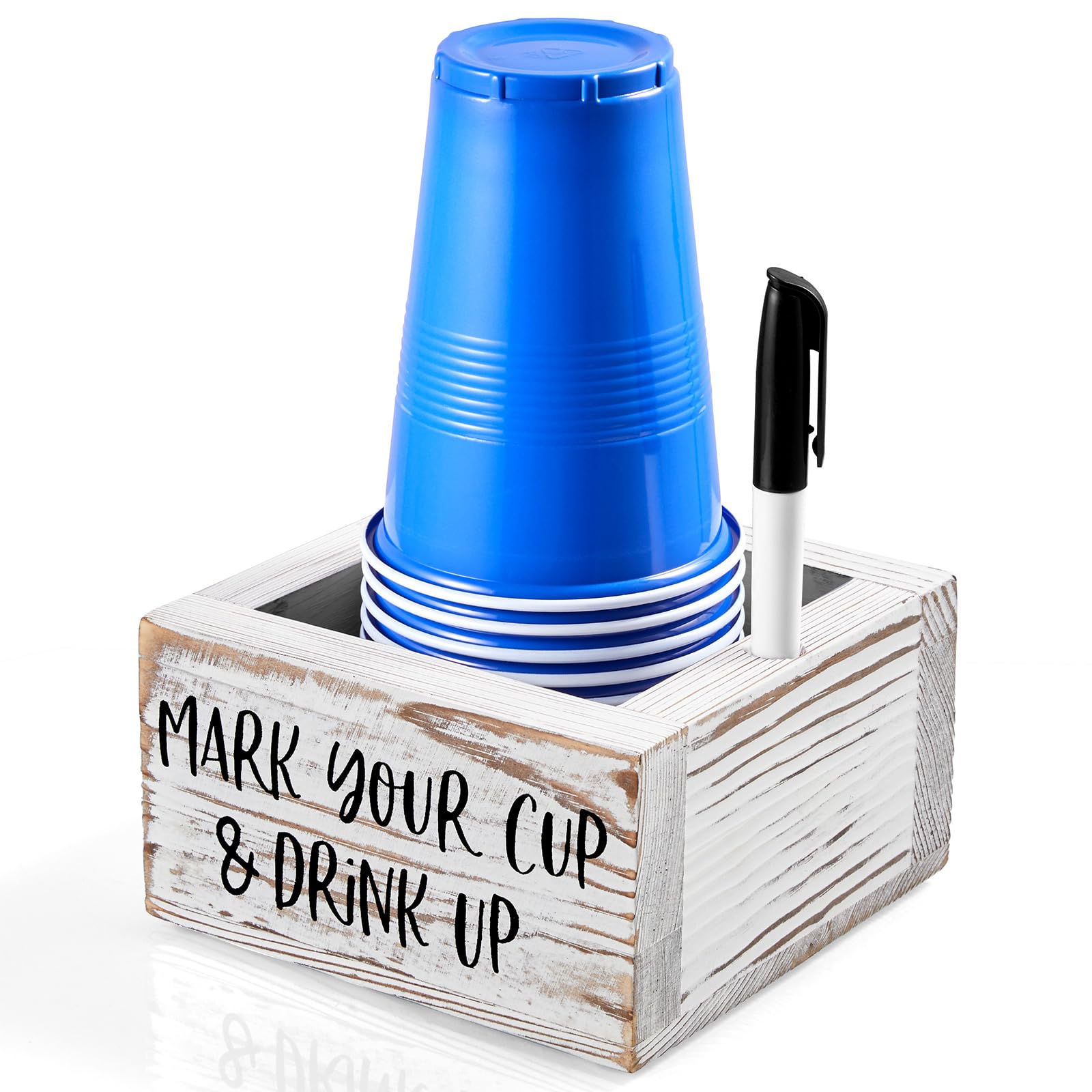 Drastar Disposable Cup Holder With Marker Slot, Mark Your Cup And Drink Up Caddy, Hosting Essentials Drink Holder For Party Bar,
