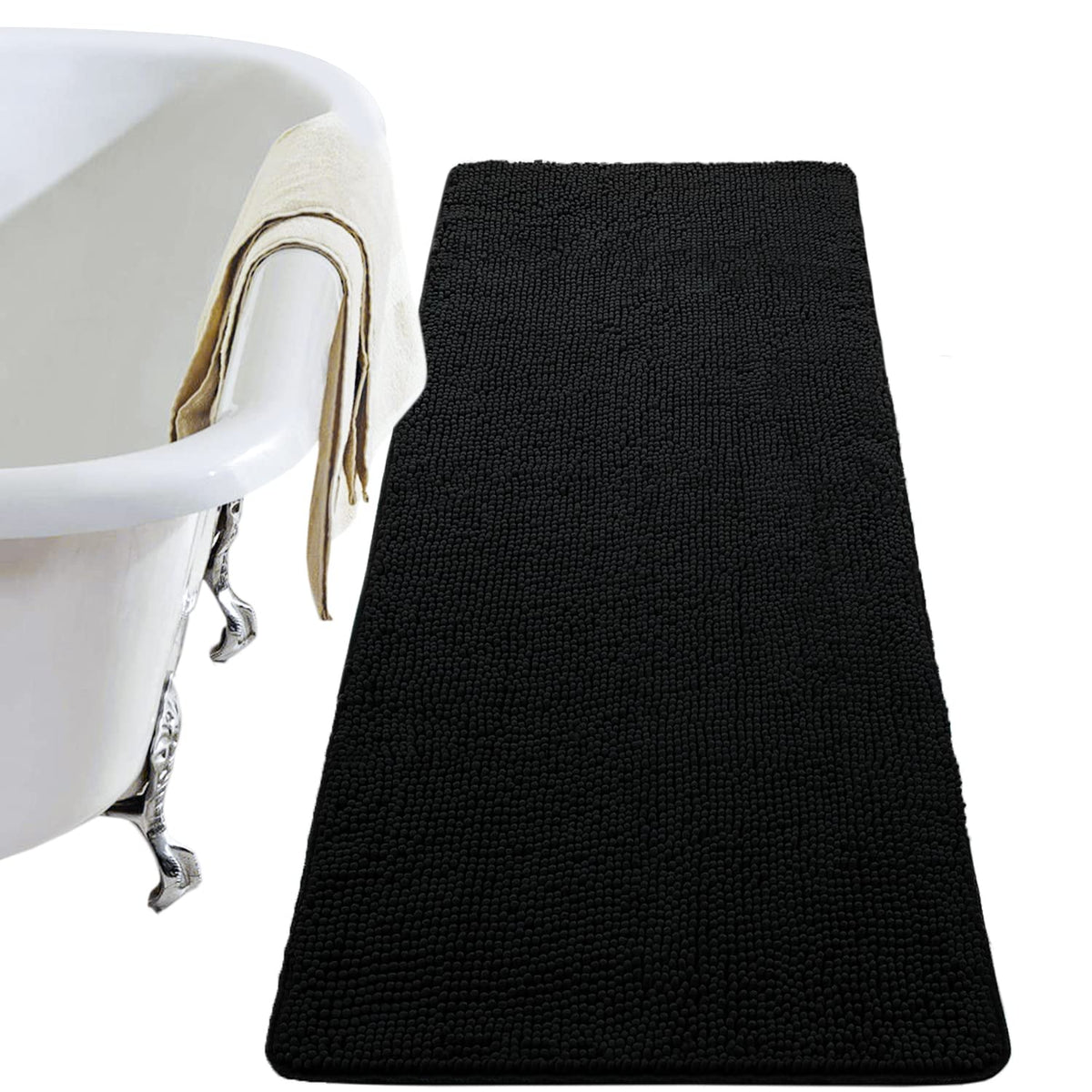 Lochas Luxury Bathroom Rug Shaggy Bath Mat 24 X 60 Inch, Washable Non Slip Bath Rugs For Bathroom Shower, Soft Plush Chenille Ab