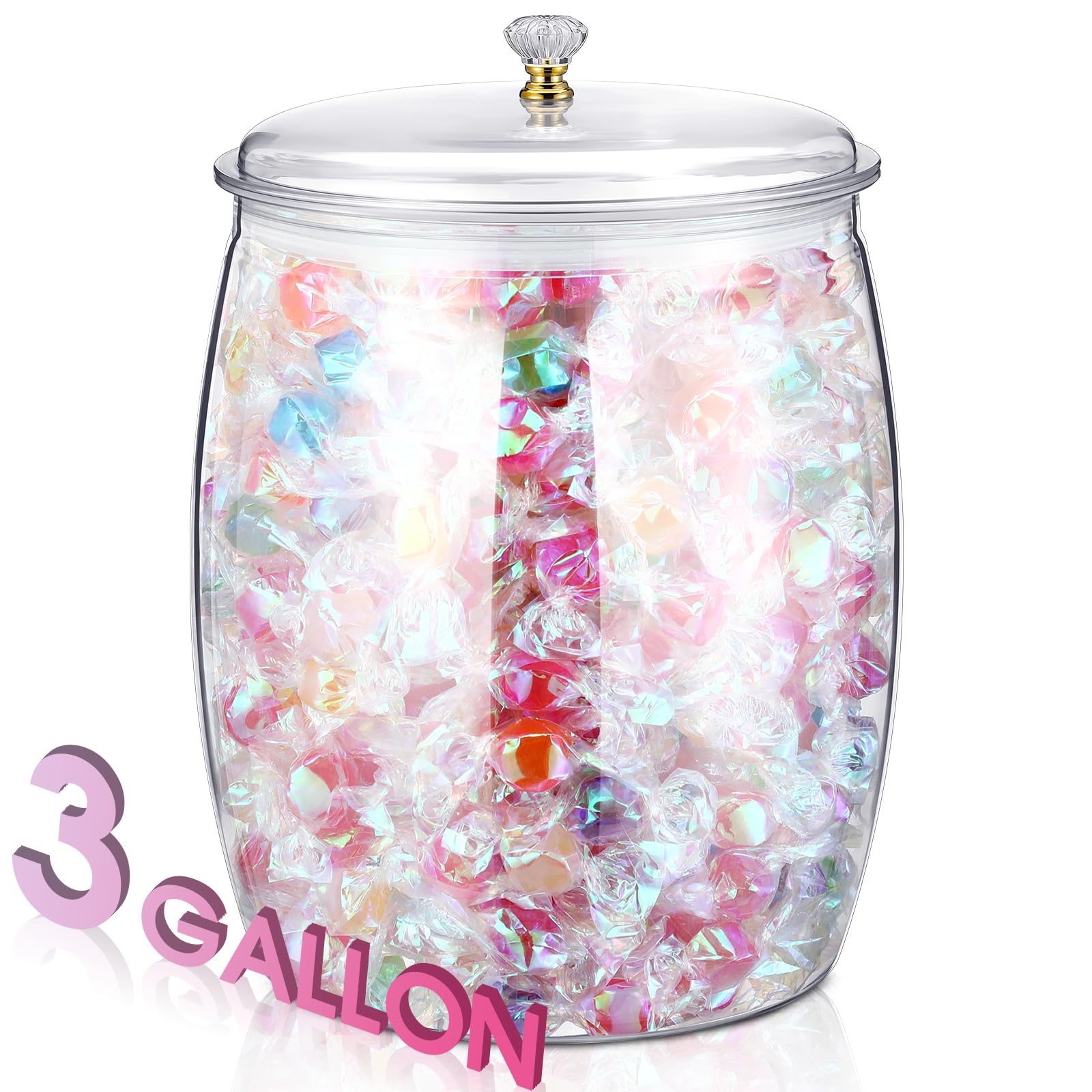 Nuogo Large Candy Jar with Lid Plastic Kitchen Storage,3 Gallon/384 Oz