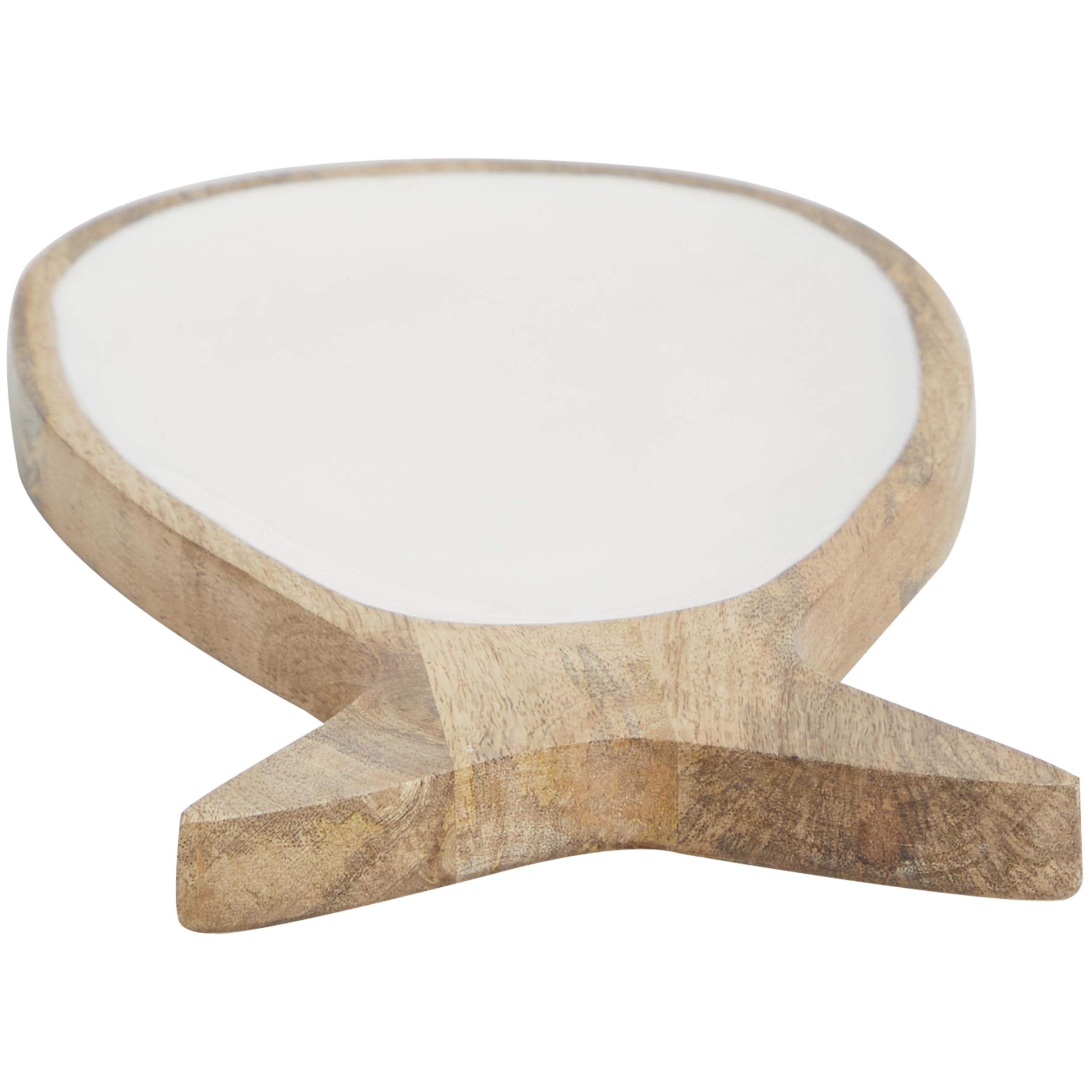 Deco 79 Mango Wood Fish Living Room Decor Tray Ottoman Tray with White Enameled Interior, Serving Tray 20 x 8 x 1, Brown