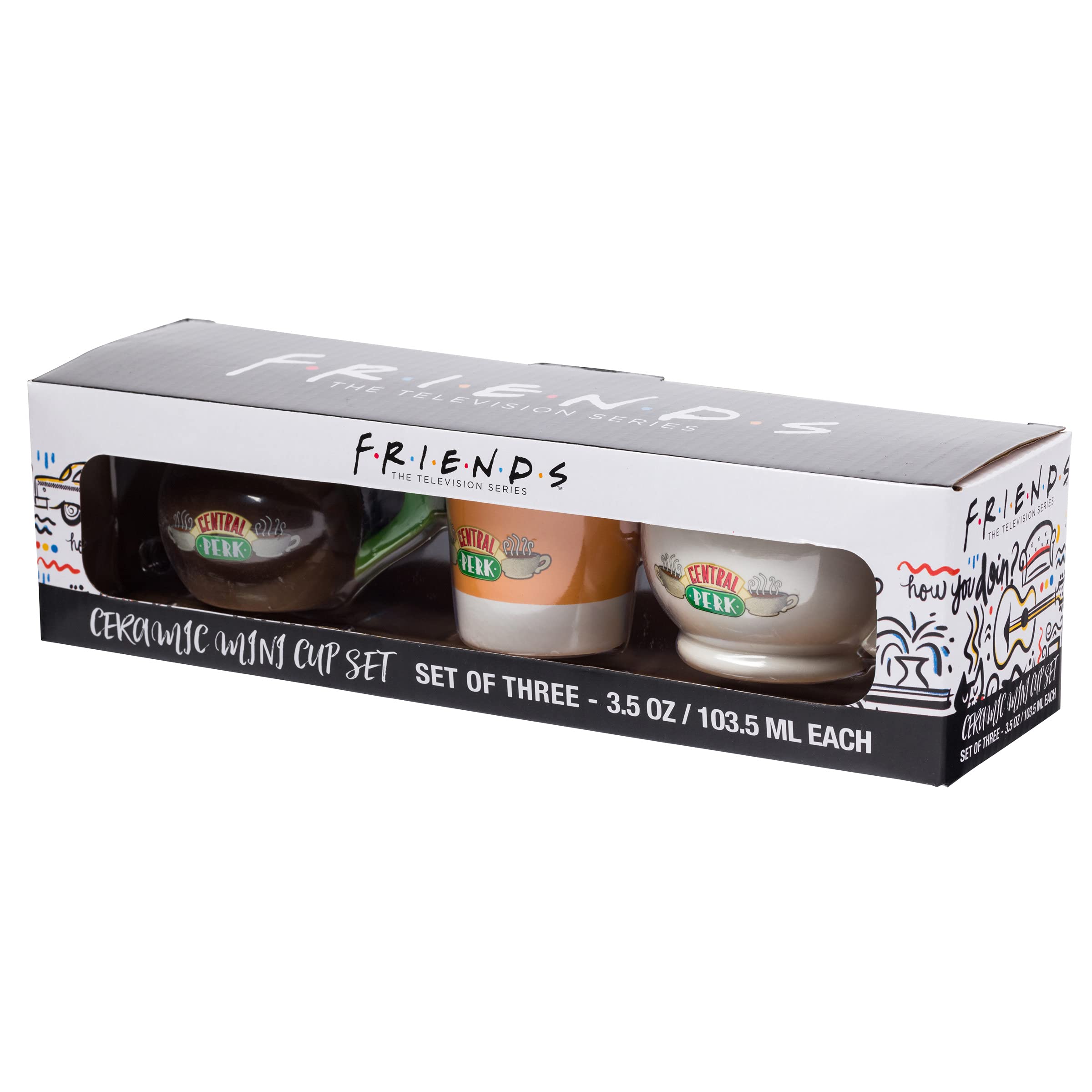 Friends Central Perk 3-Piece 3.5-Ounce Ceramic Sculpted Mini Cup Set