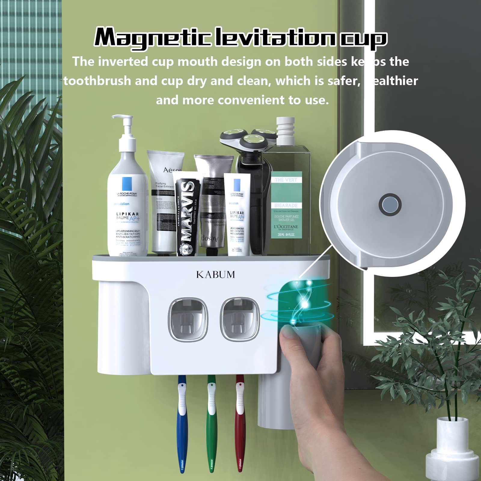 Toothbrush Holders For Bathrooms Toothpaste Dispenser - 2 Cups Automatic Toothpaste Squeezer Wall Mounted, Ideal Bathroom Access