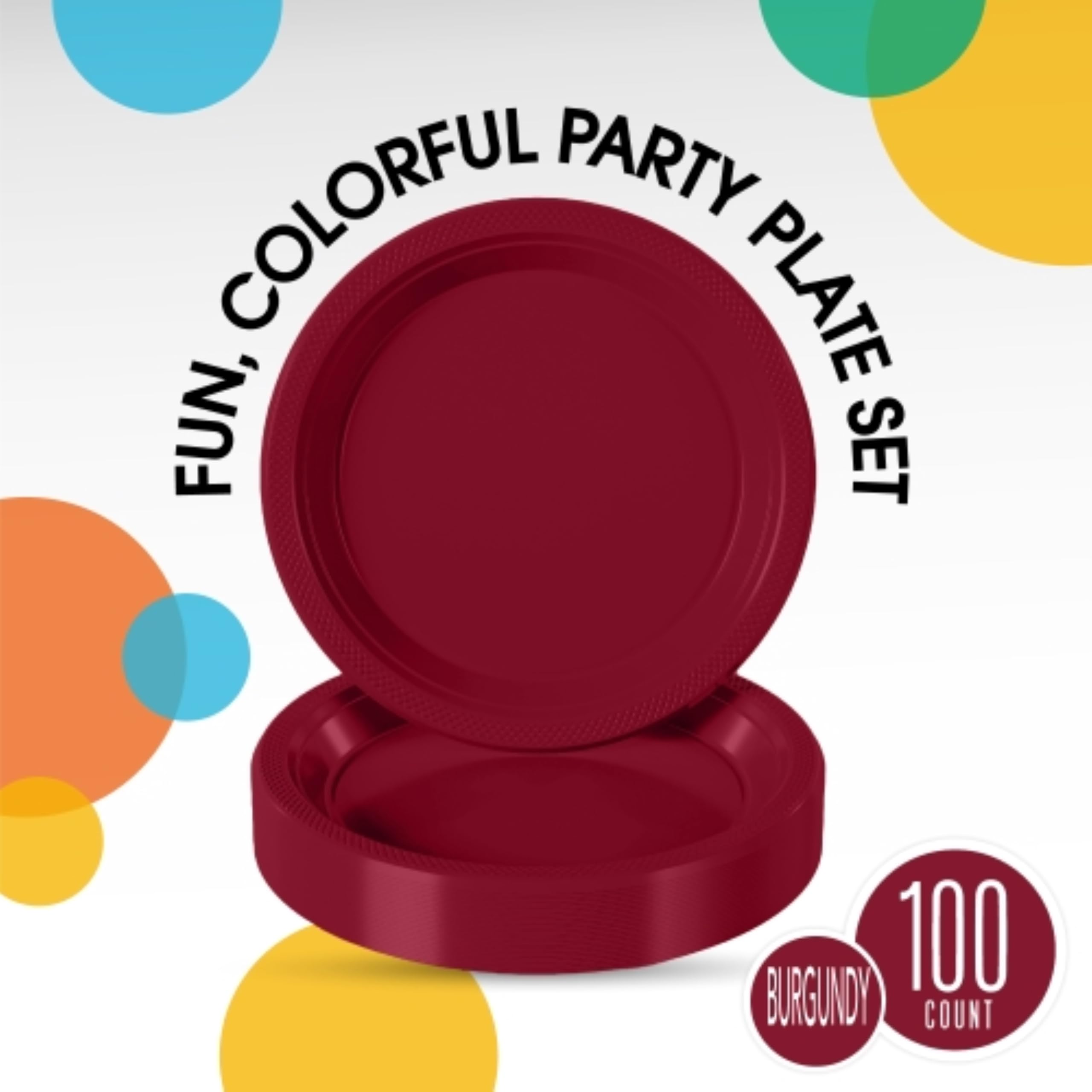 Exquisite Burgundy Plastic Plates For Party 7 Burgundy Disposable Plates For Party Supplies 100 Pcs Disposable Dinner Plate He