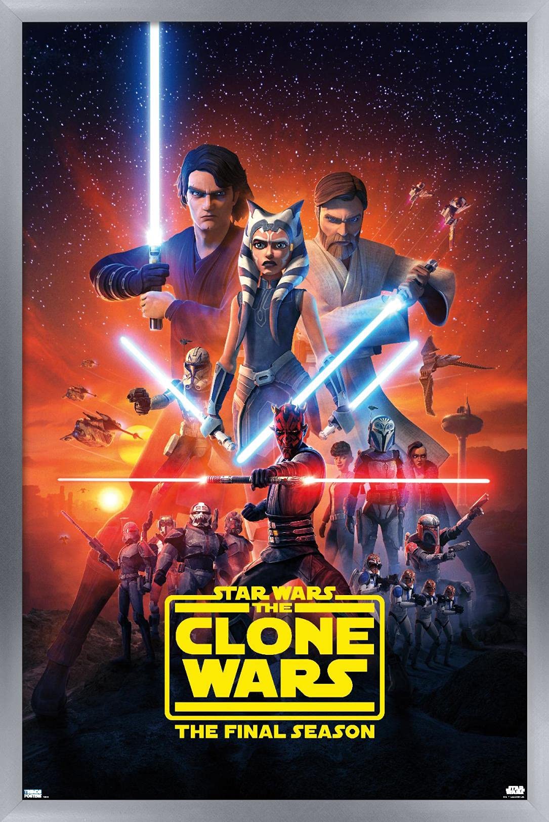 Trends International Star Wars: The Clone Wars - Season 7 Key Art Wall Poster, 14.725'' X 22.375'', Silver Framed Version