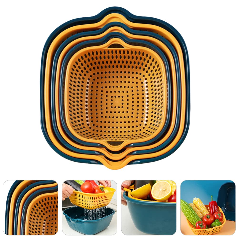 Lifkome 6 Pieces Drain Colander Set Detachable Multi-Layer Plastic Kitchen Food Strainer Fruits Vegetable Washing Baskets Drain
