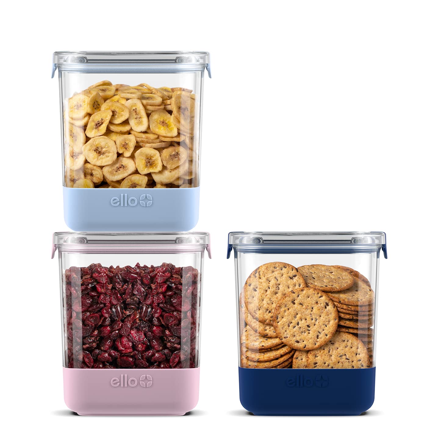 Ello Airtight Food Storage Plastic Canisters with NonSlip Base Locking Lids and Labels for Kitchen and Pantry Organization Perf