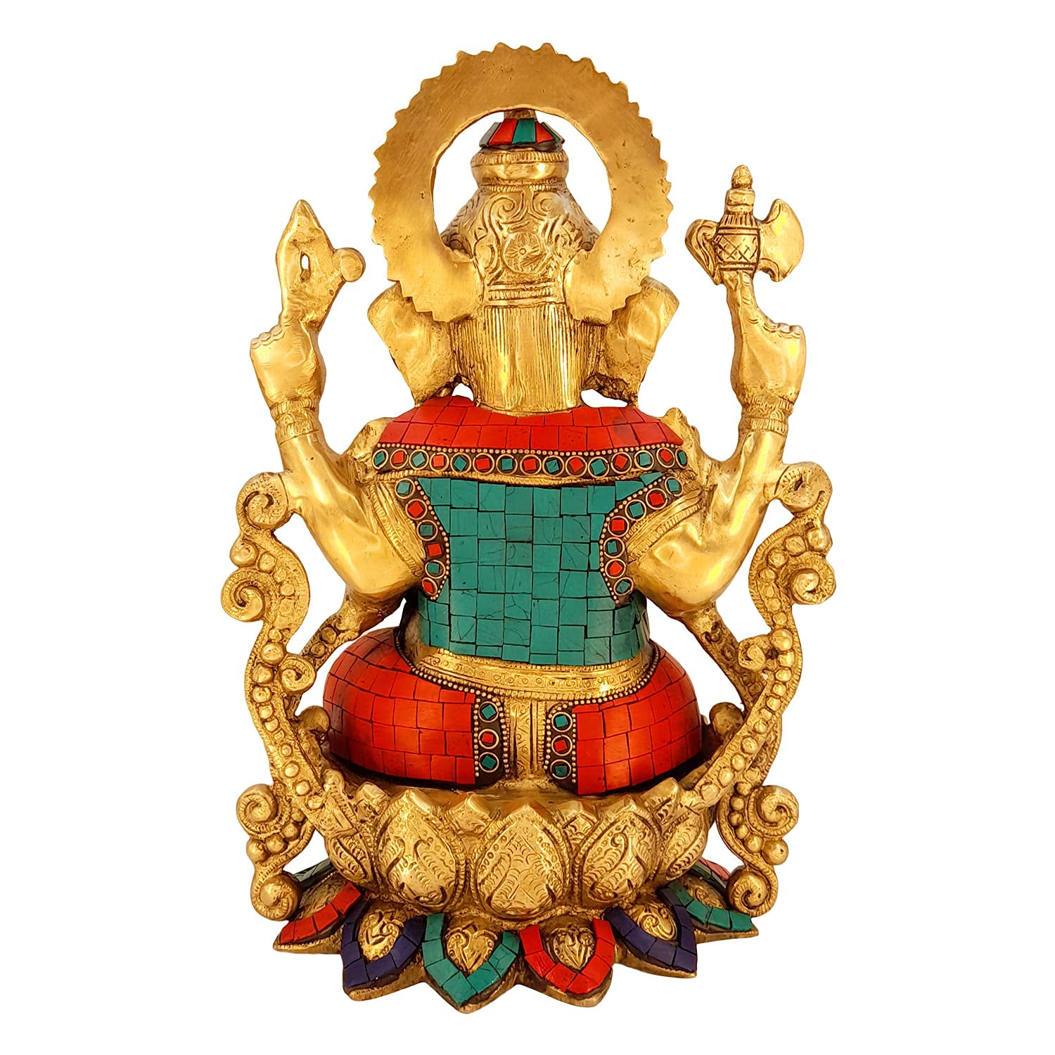 Kartique Brass Ganesh Bhagwan Idol Sitting On Kamal Asan Lotus Ganesha Statue Ganpati Murti For Home Entrance Decor Diwali Gift