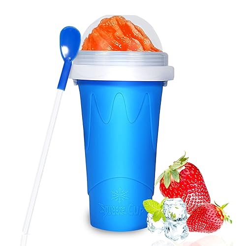 Color Land Slushy Cup  TIK TOK Slushie Maker Cup Frozen Magic Squeeze Cup  Ice Cream Maker Cup  Cool Stuff Trending Tiktok Items Homemade DIY Cool Gadgets with Lid & Straw (350ML  BLUE)