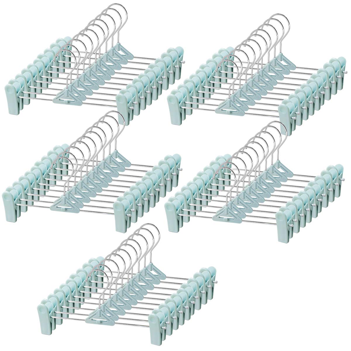 Pant Hangers With Clips, 50 Pants Hangers Stackable Clothes Hangers With Clips Non-Slip Pant Clip Hangers Skirt Hangers With Cli