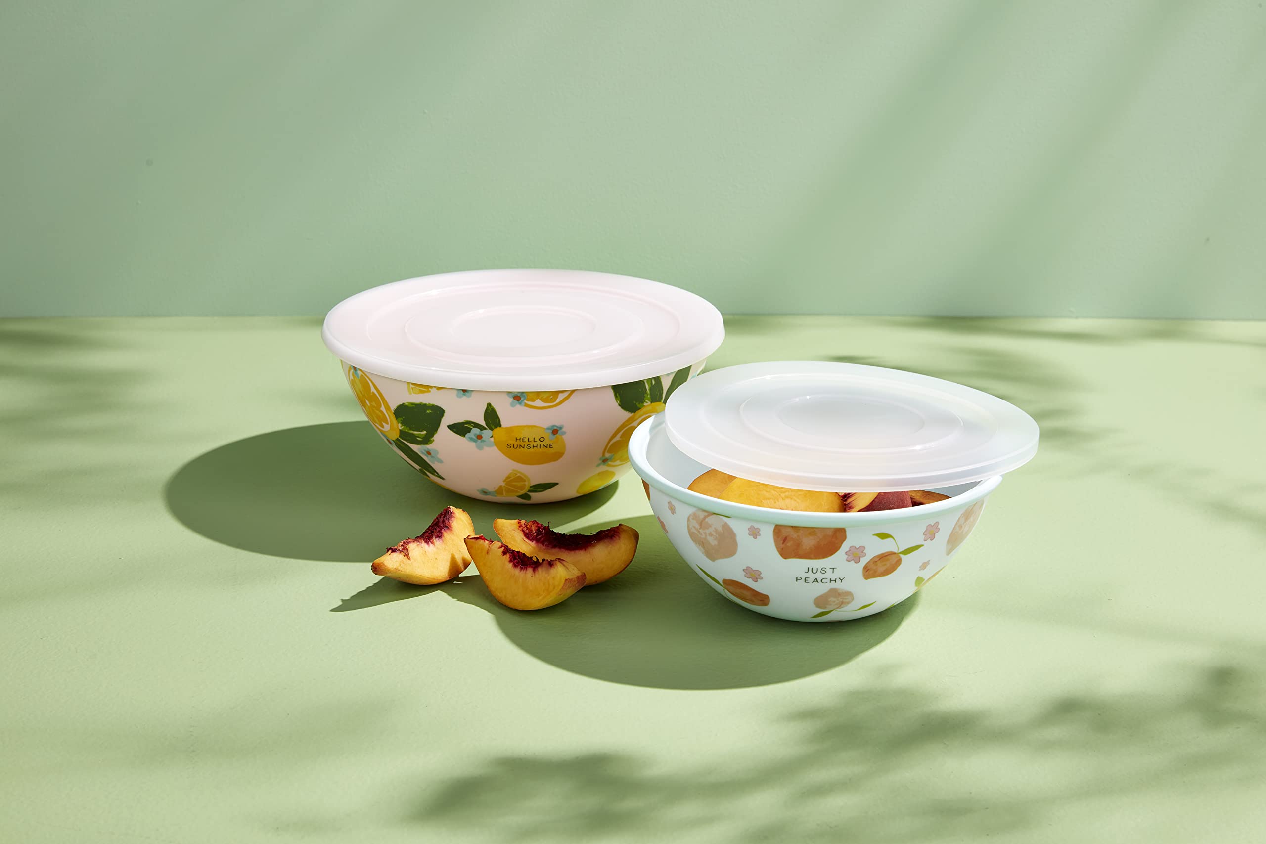 Mud Pie Fruit Bowl With Lid Set, Small 3'' X 7 1/4'' Dia | Large 3 3/4'' X 8 1/2'' Dia, Blue