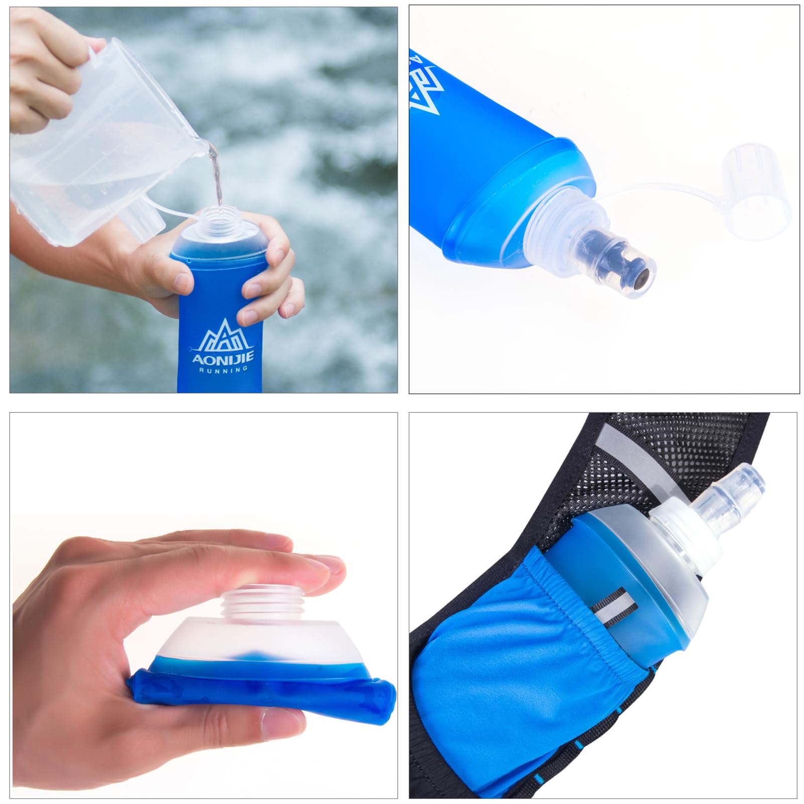Azarxis Tpu Soft Flask Running Collapsible Water Bottles Bpa-Free Running Flask For Hydration Pack - Ideal For Running Hiking Cy