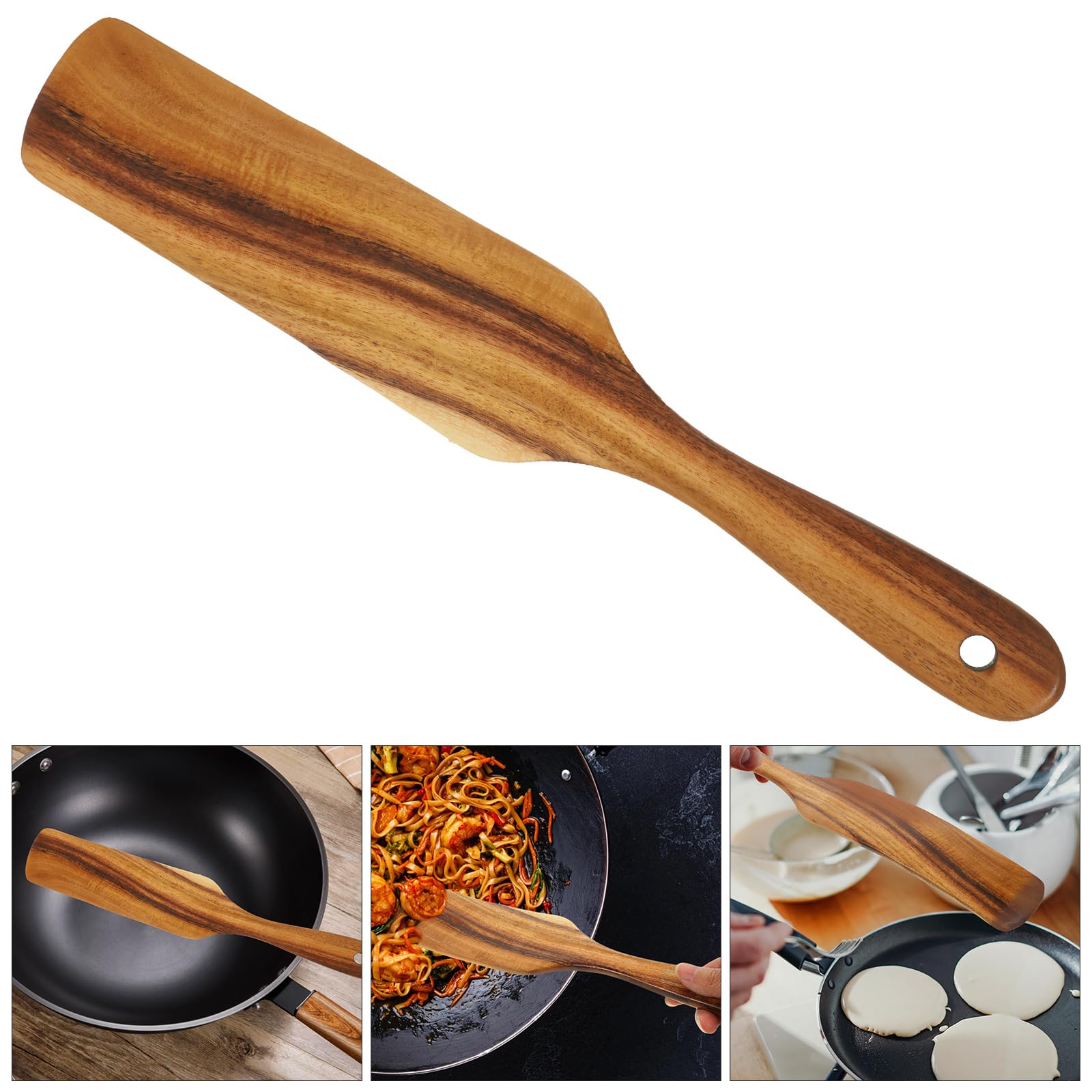 Hemoton Wooden Spurtles Wood Spatula Slotted Spurtle Stirring Spatula Wooden Kitchen Cooking Utensils Non Stick Wood Cookware Fo