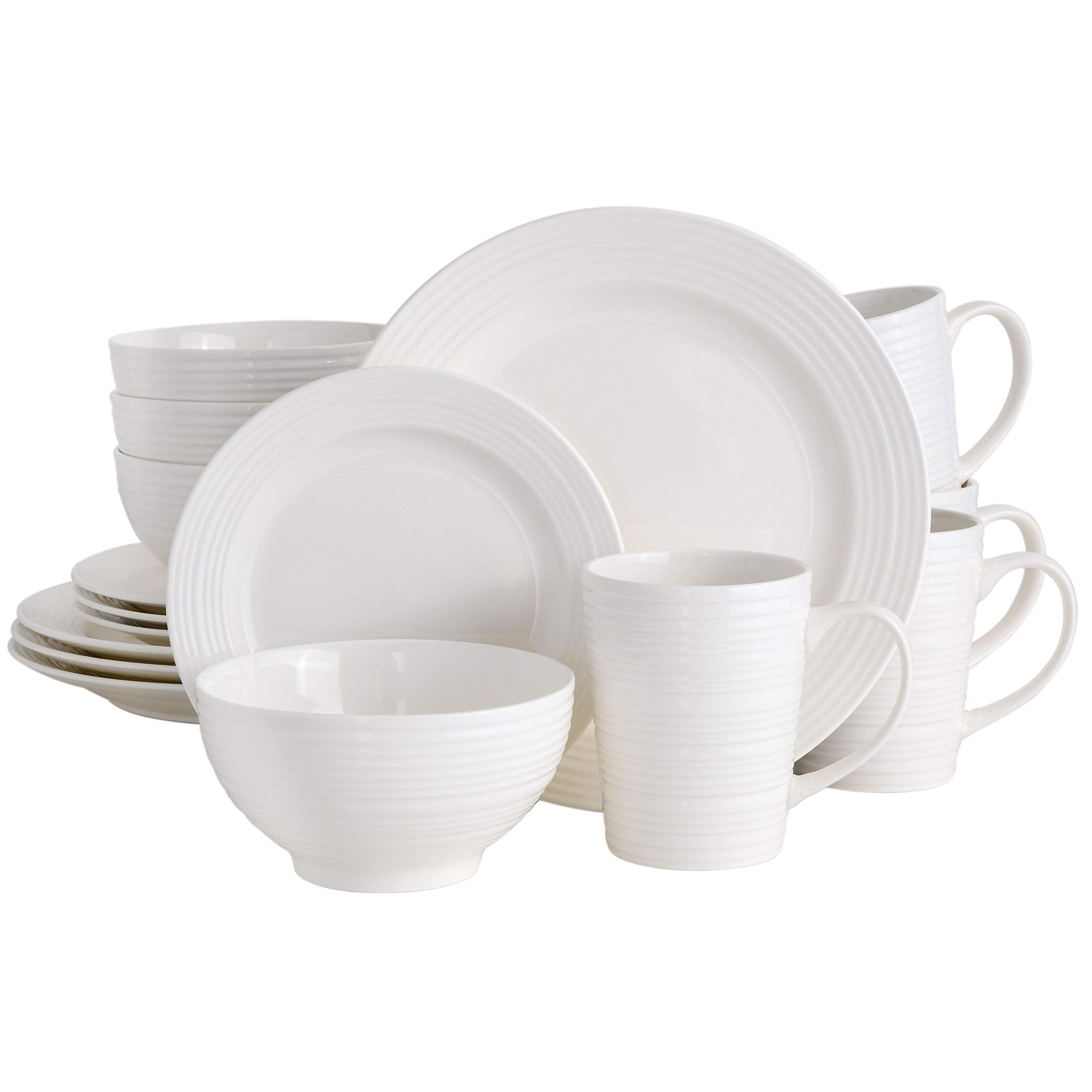 Gibson  102504.16RM Gibson Home Amelia Court 16 Piece Dinnerware Set, White