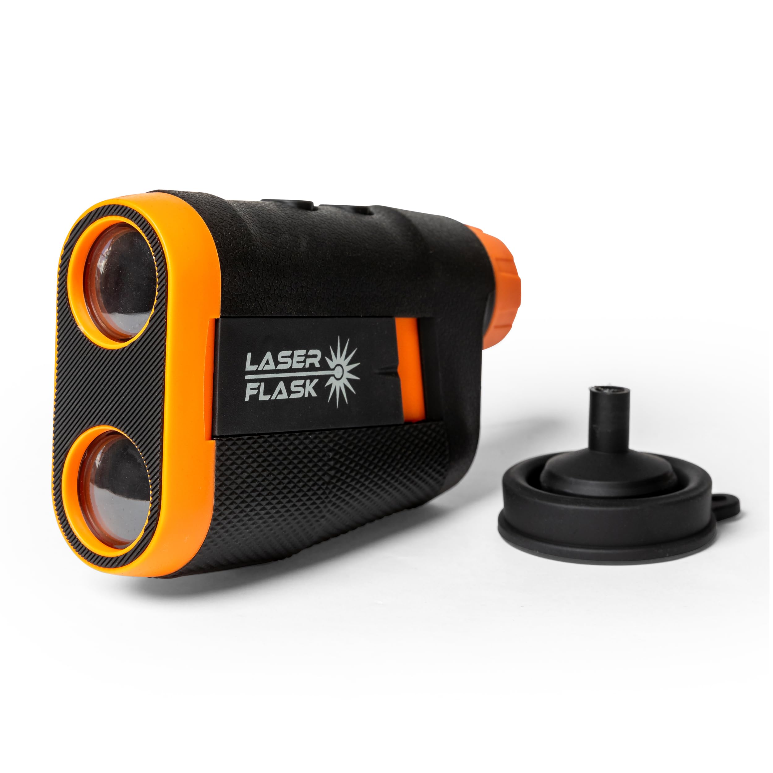 Laser Flask  Golf Flask Shaped Like a Rangefinder, 7oz HighGrade Plastic with Collapsible Funnel, Lightweight and Portable Dri