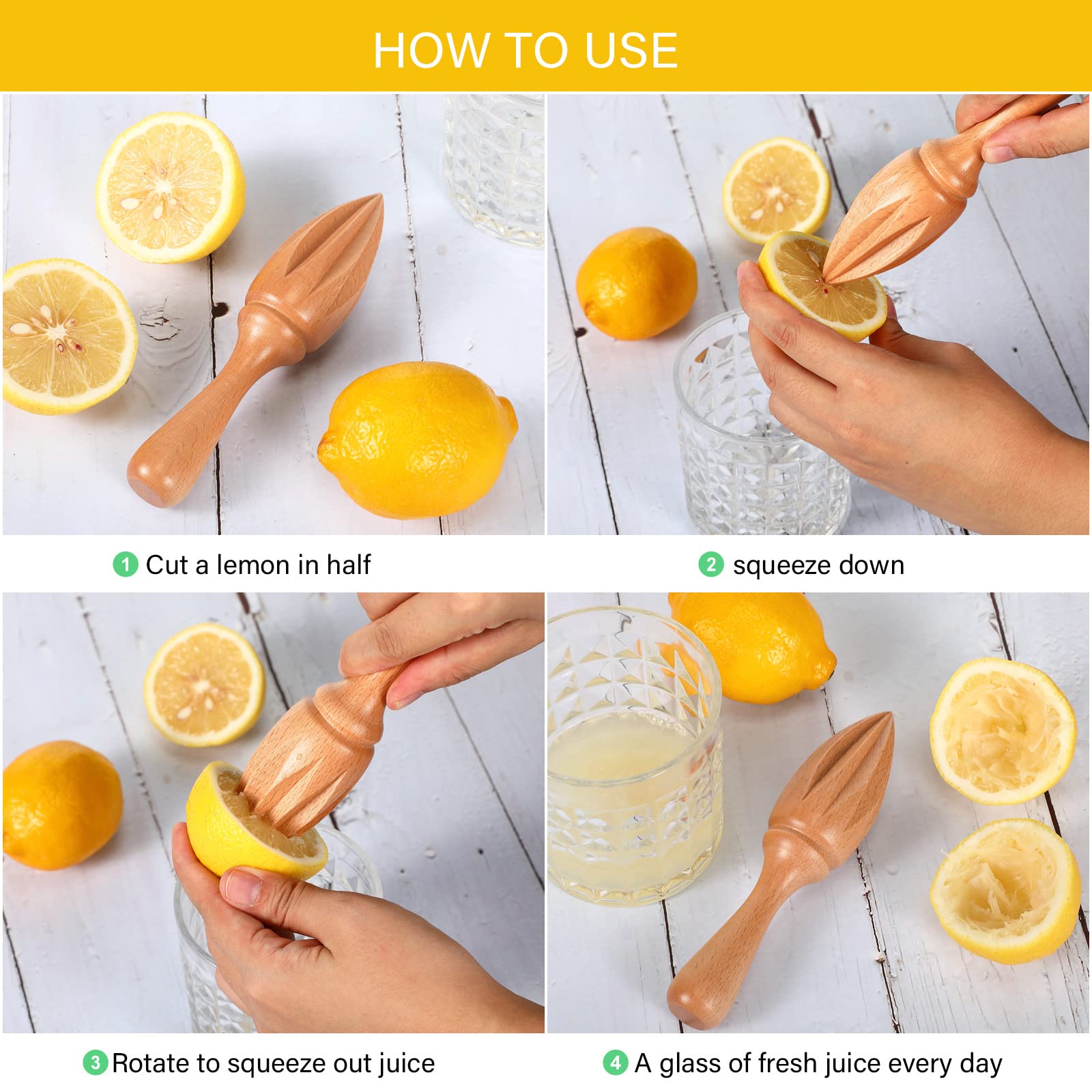 2 Pcs Wooden Citrus Reamer Lemon Hand Juicer Beech Wood Handheld Citrus Juicer Easy To Hold Kitchen Juicing Tool Manual Orange L