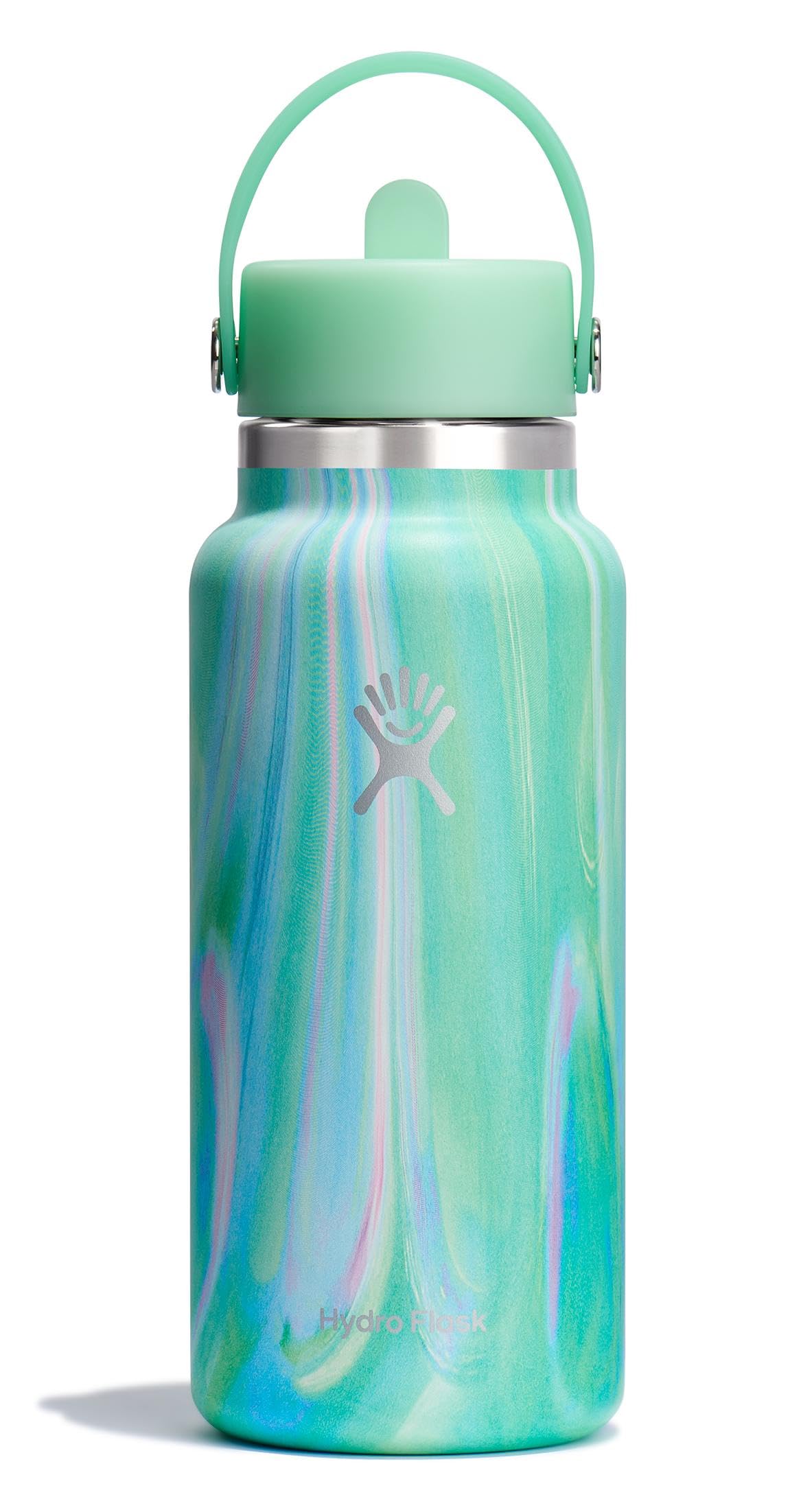 Hydro Flask Water Bottle - Insulated Stainless Steel - Wide Mouth Flex Straw Lid, Non Spill, Leakproof and Refillable in 32 Oz J