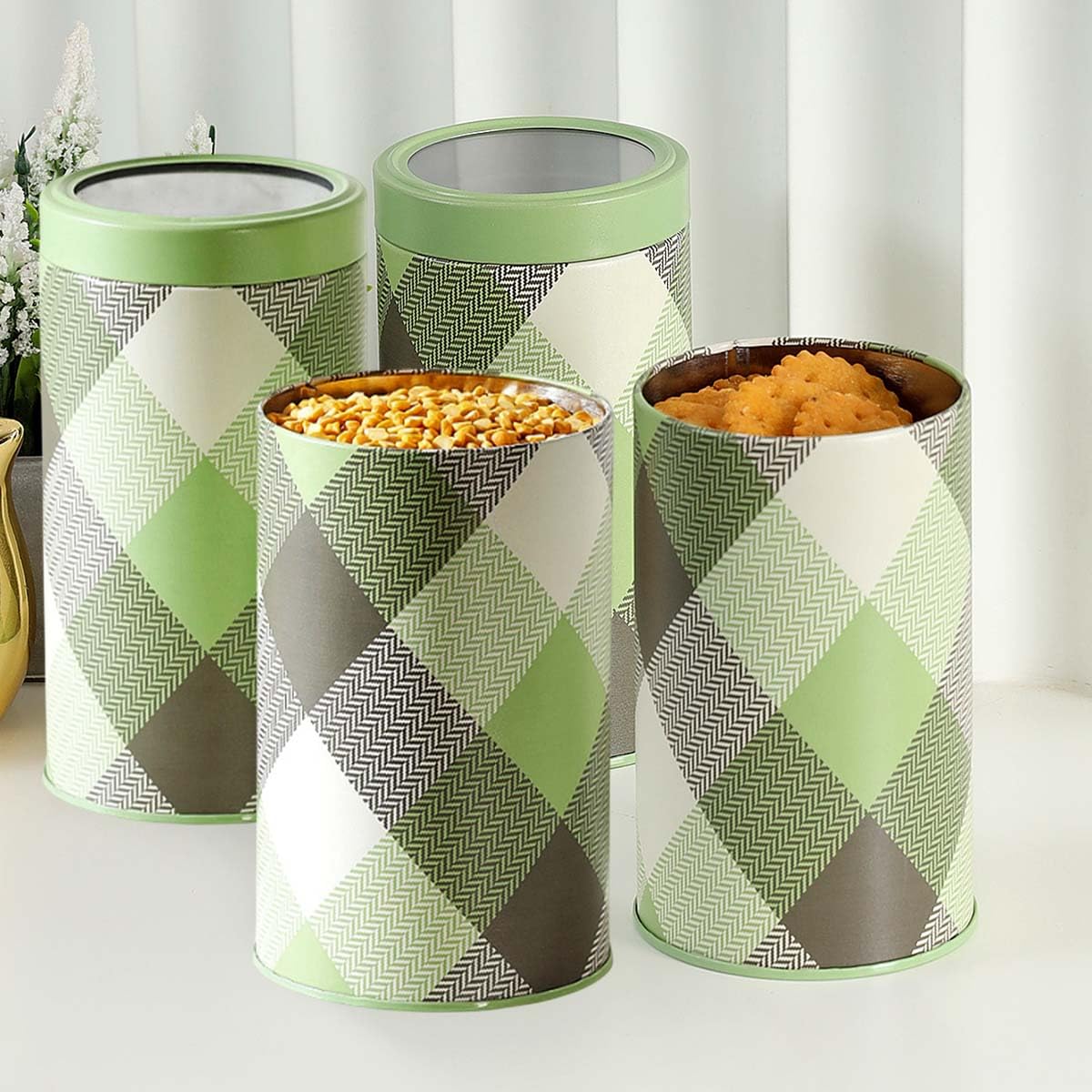 Jarsome Brit Collection Airtight Kitchen Container Set  FoodGrade Metal Jars For Storing Spices, Snacks, Grains & More  850Ml