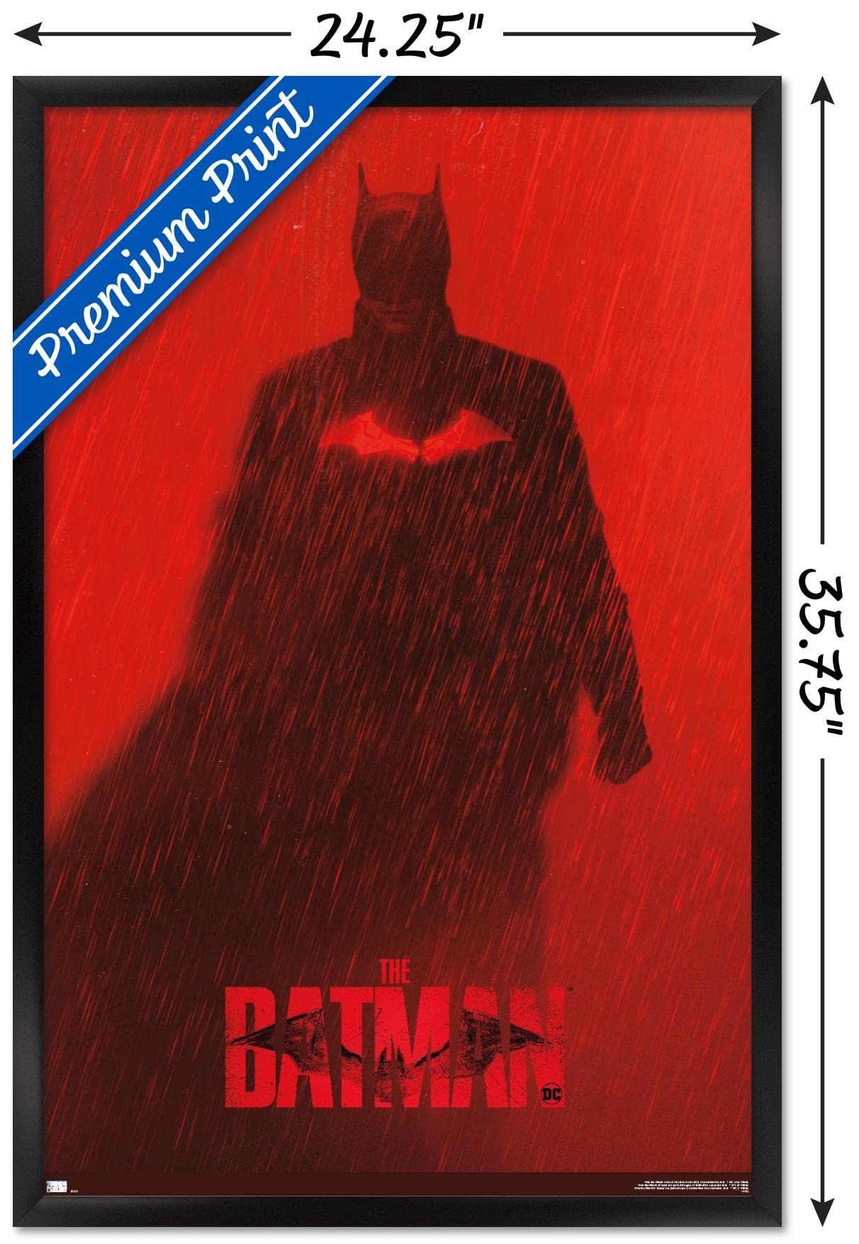 Trends International Dc Comics Movie The Batman - Batman Teaser One Sheet Wall Poster, 22.375'' X 34'', Black Framed Version