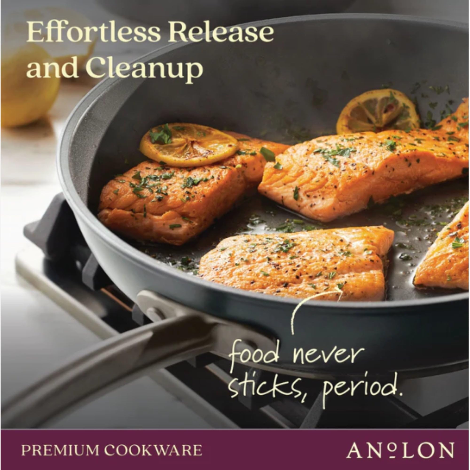 Anolon Accolade Forged Hard Anodized Nonstick Deep Frying Pan / Skillet With Helper Handle And Lid, 12 Inch - Moonstone Gray