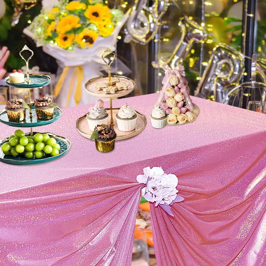 Fitable Sequin Tablecloth for Parties 60x120 Inch - Sparkle Glitter Table Cloth Laser Rectangle Overlay for Wedding Baby Shower