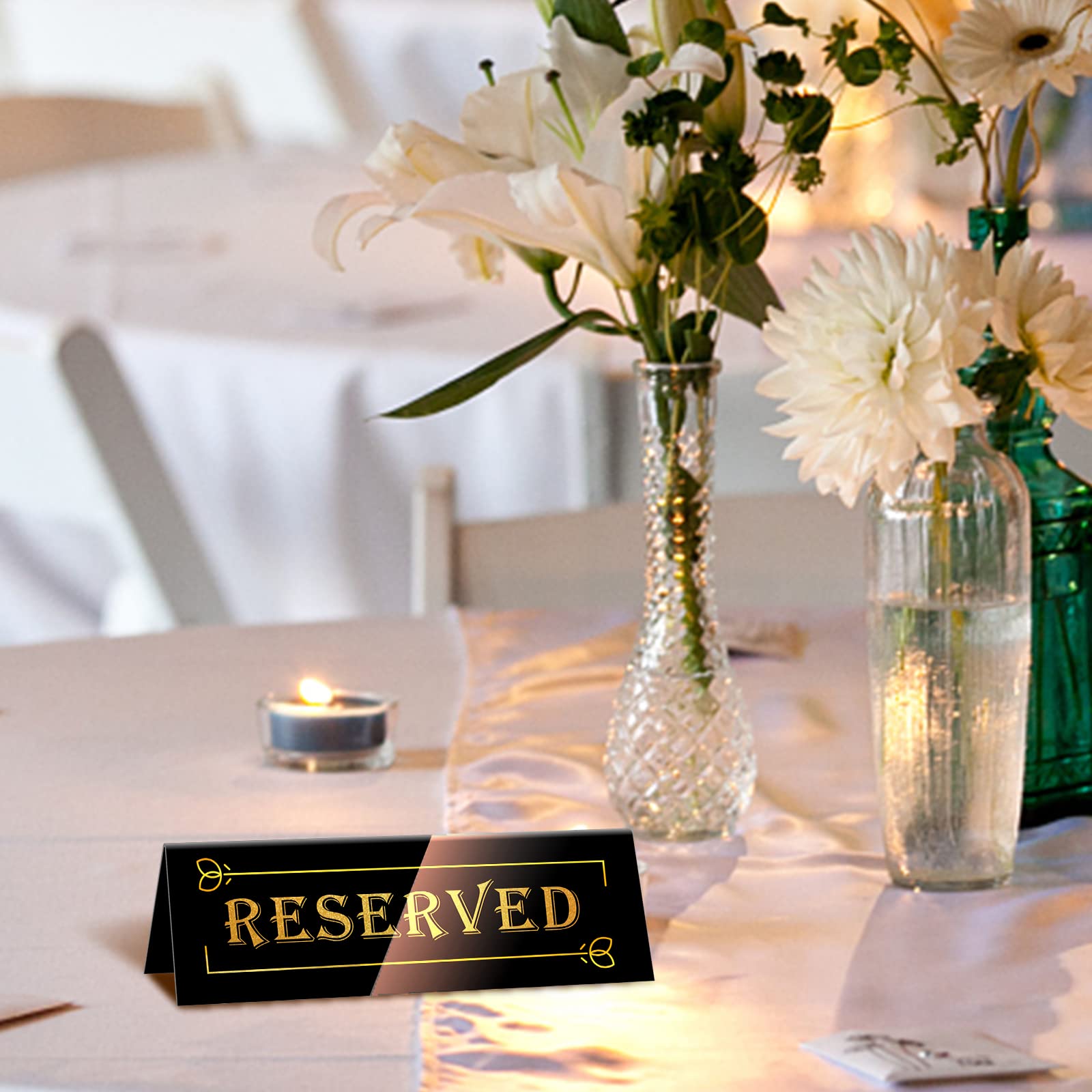 DI QIU REN 10PCS Reserved Table Signs  Acrylic Guest Reservation Table Tents Sign  Waterproof Double-Sided Reserved Seat Signs  Reserve Signs for Wedding Birthday Party Restaurants Meeting Chair